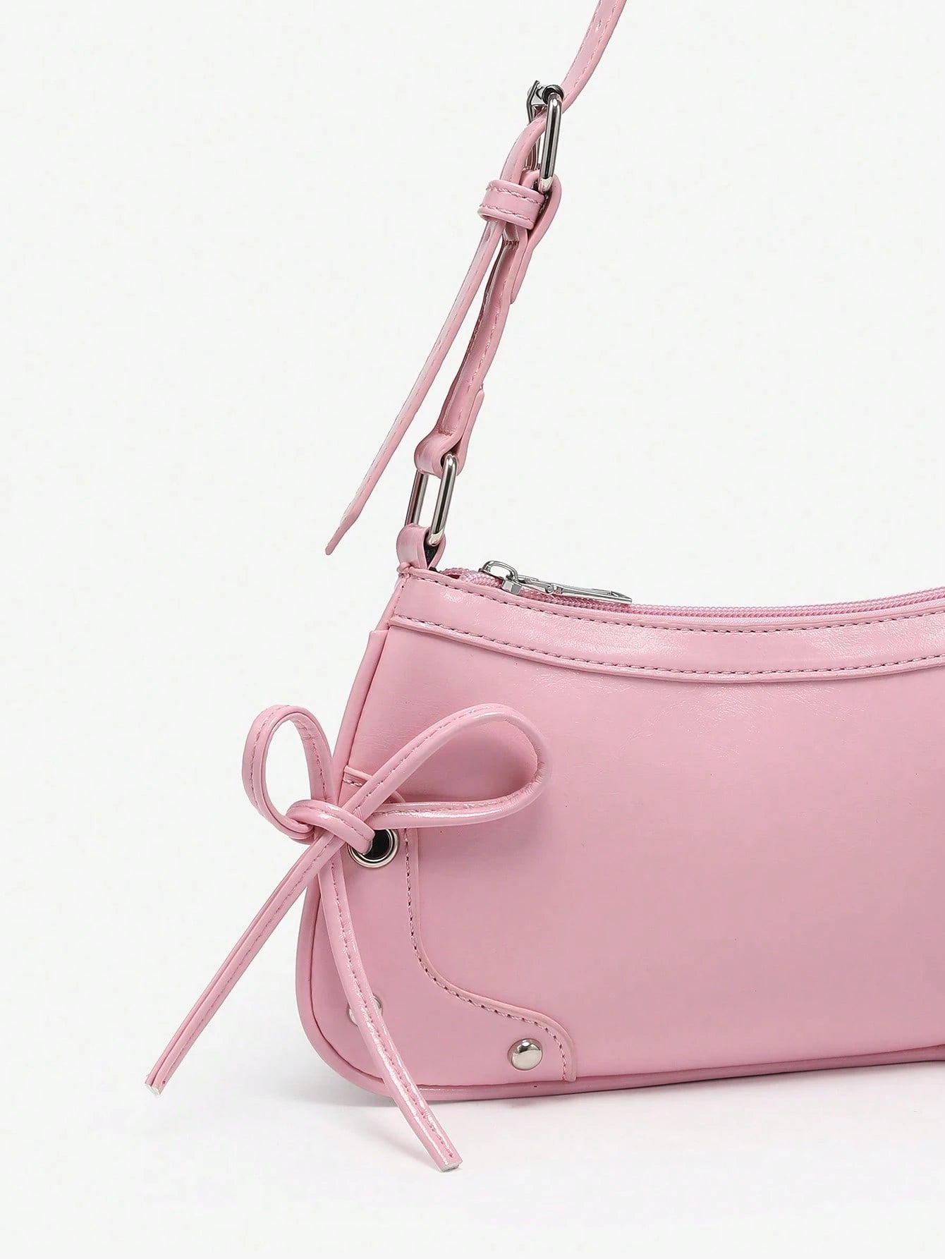 1Pc Retro Criss-Cross Bow Decor Exposed Shoulder Underarm Leopard Print Satchel Bag, Suitable for Date, Outing, Party