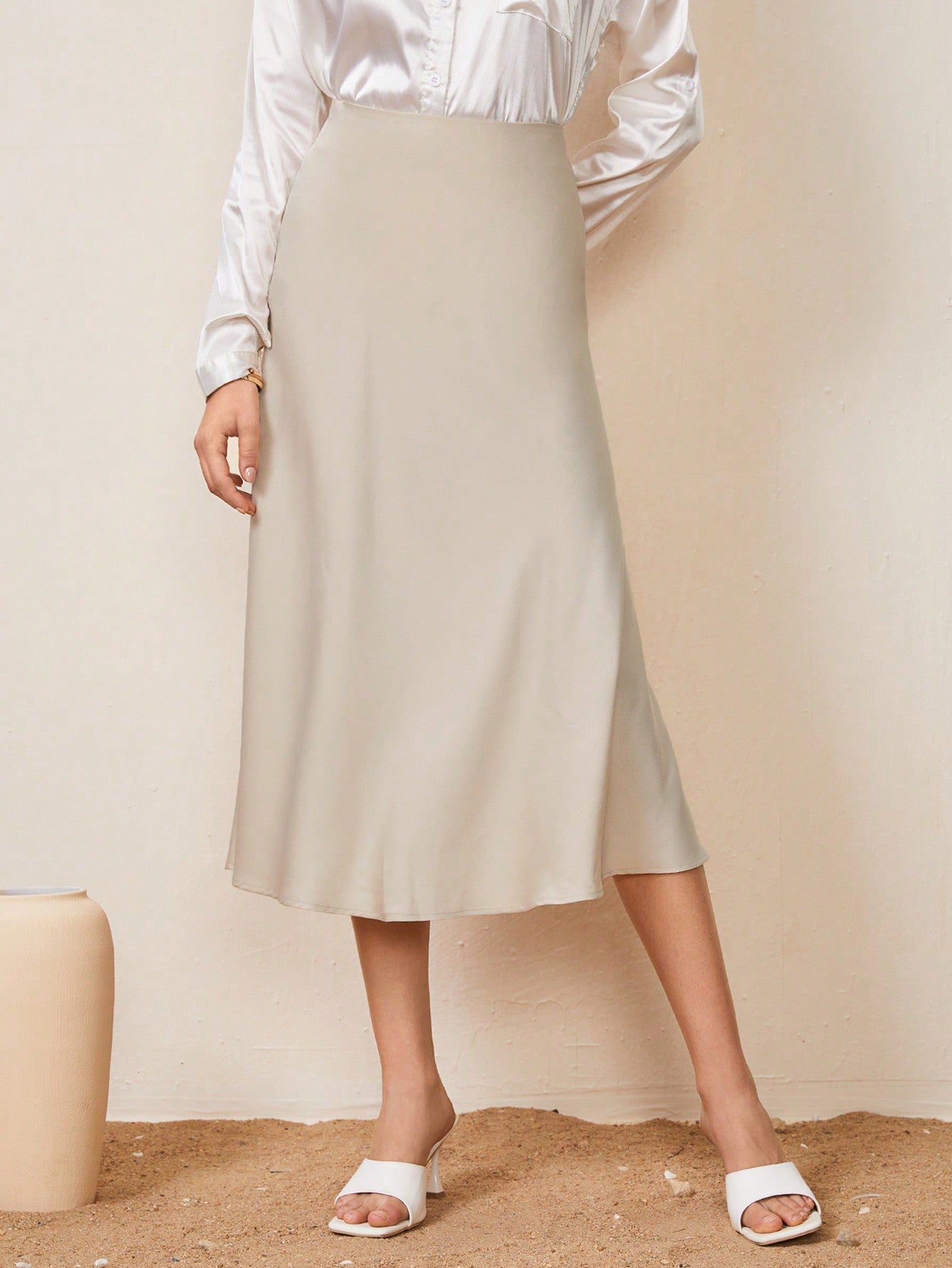 Serena Satin Midi Skirt 