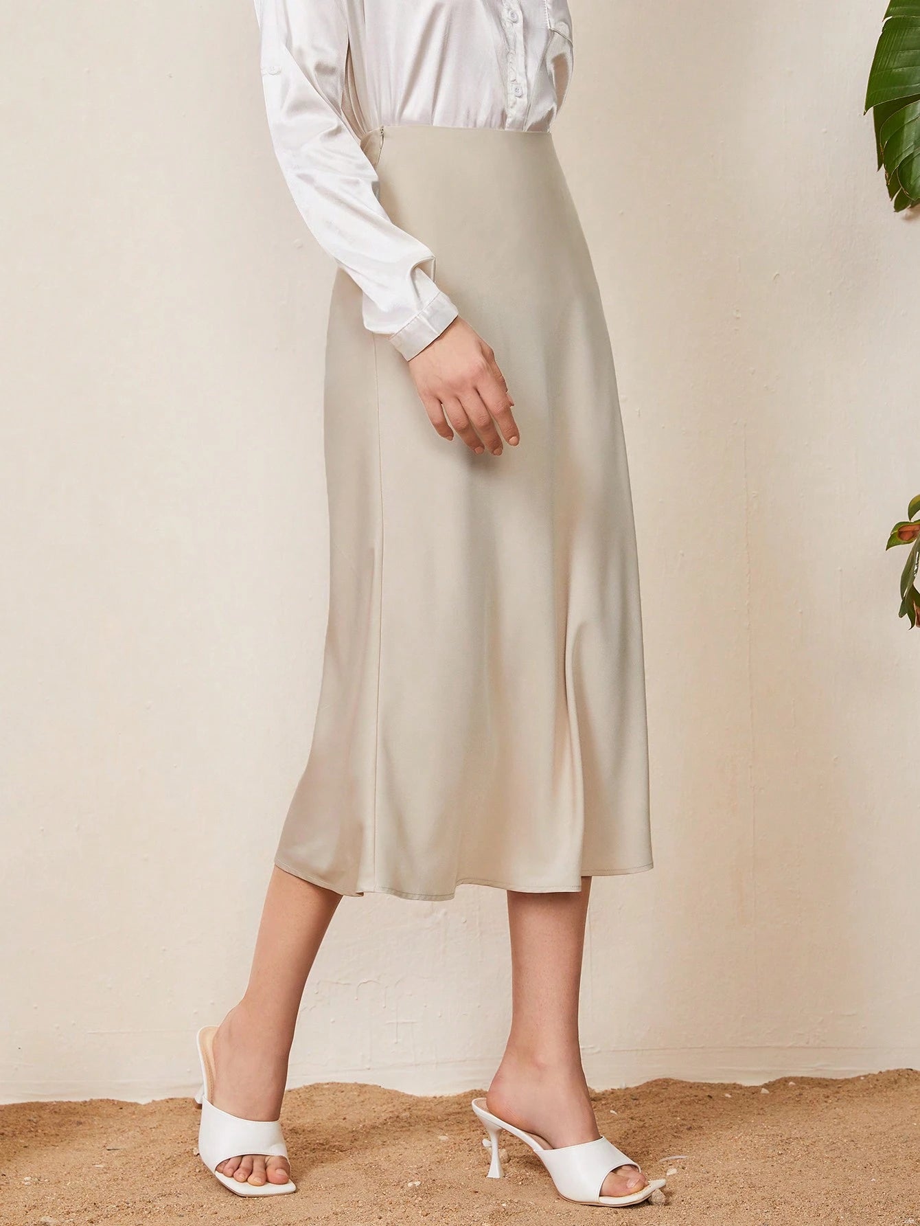 Serena Satin Midi Skirt 