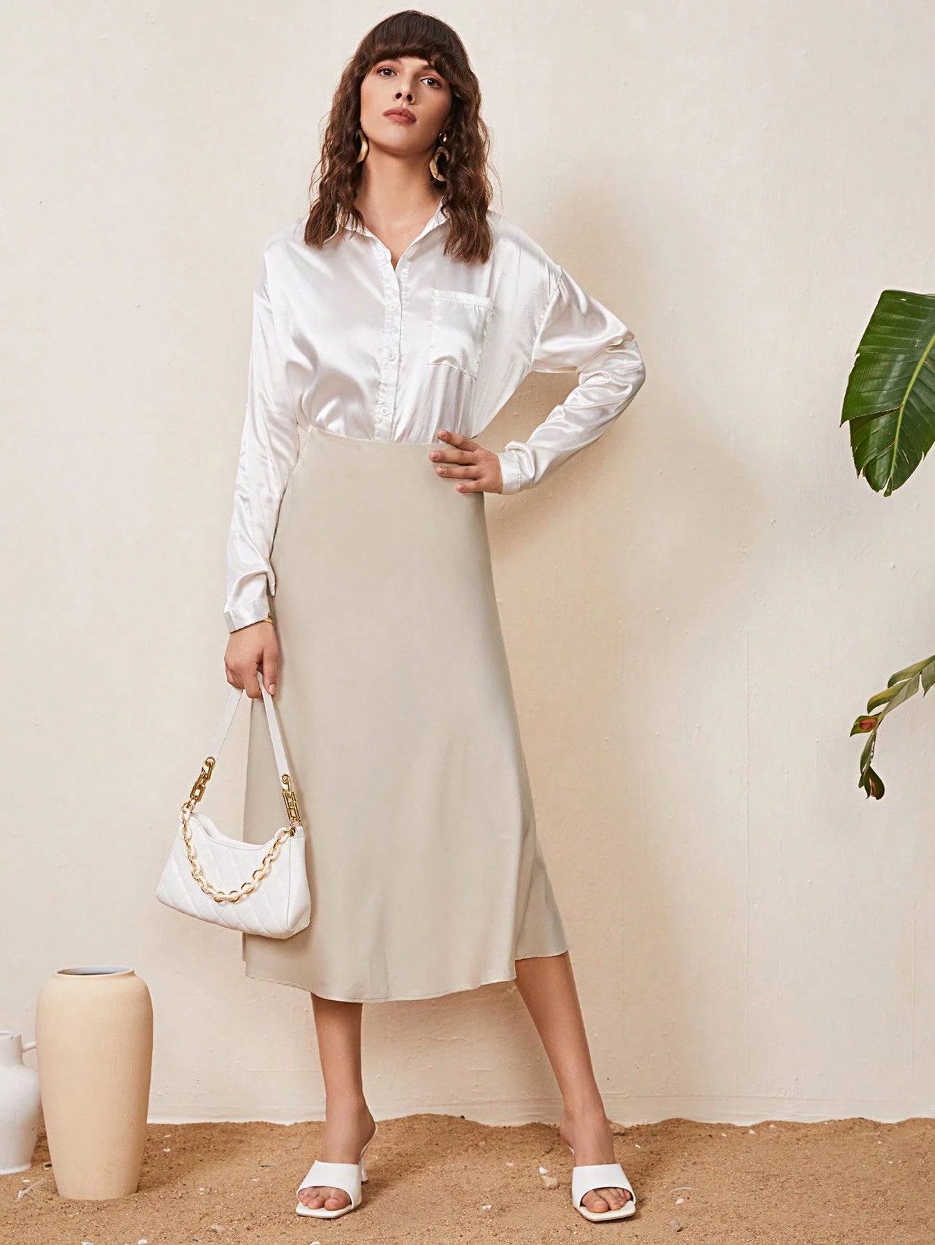 Serena Satin Midi Skirt 