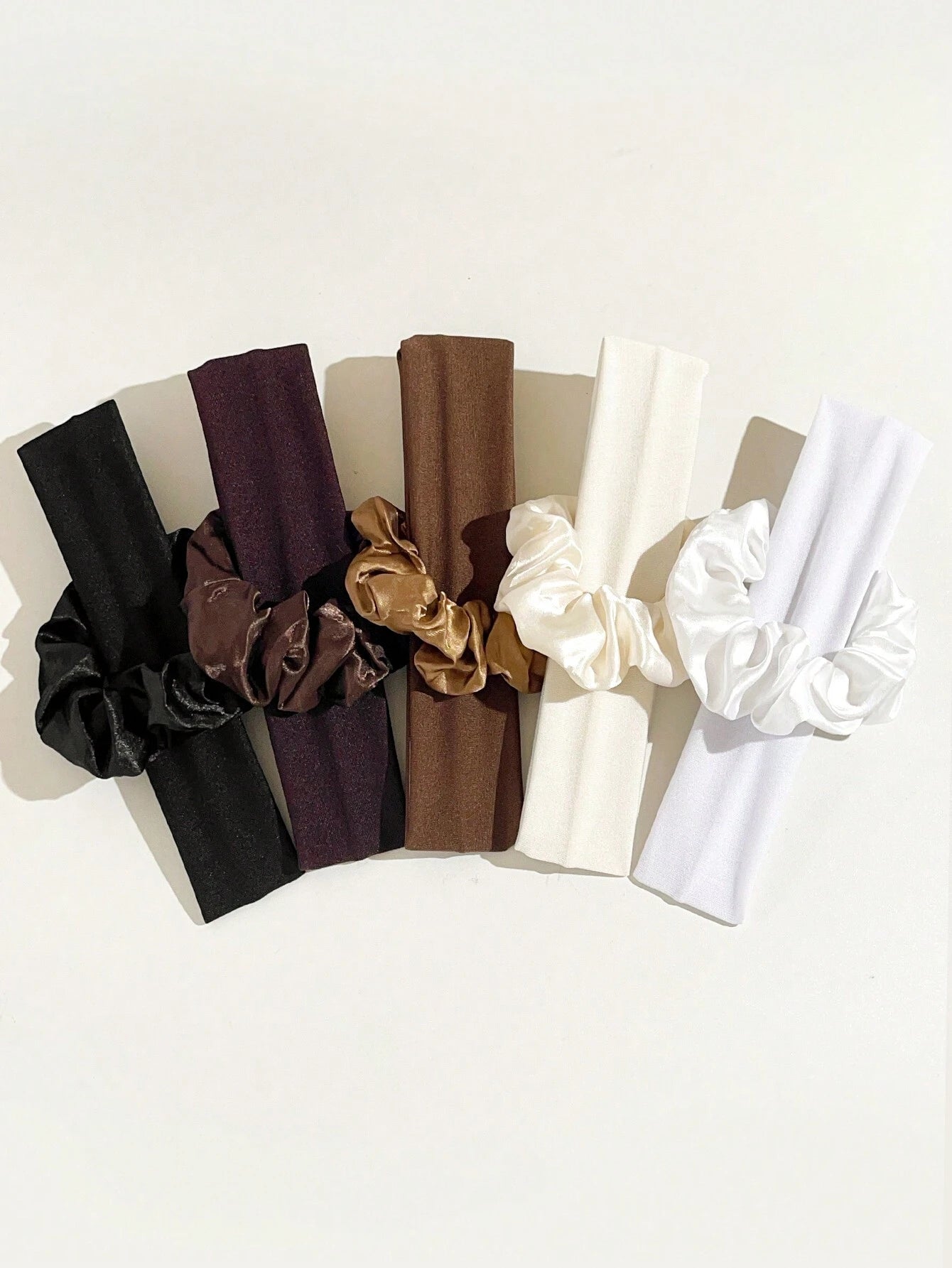 10 Pcs Essential Neutrals Hair Set (Scrunchies + Headbands).