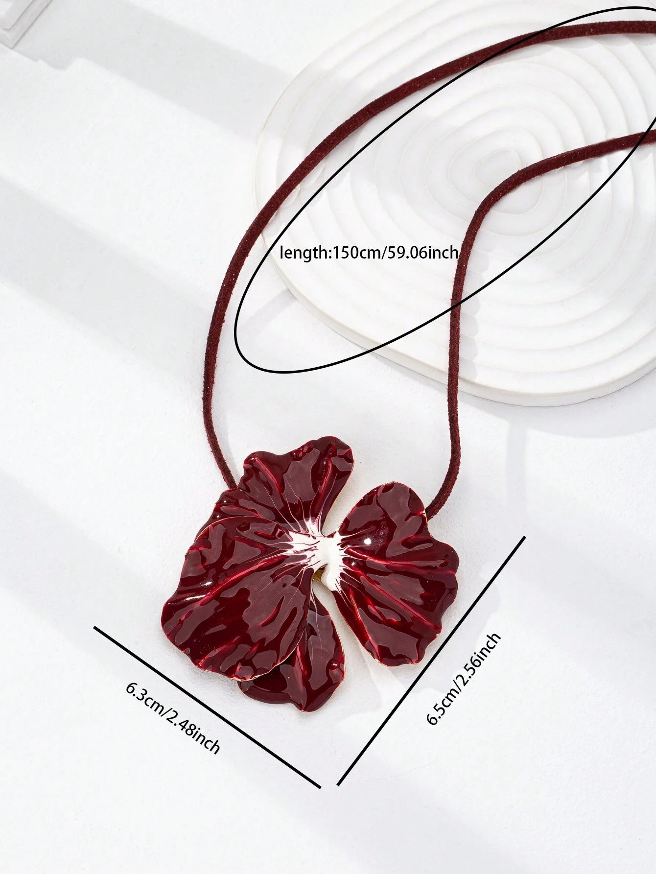 Wine Bloom Ribbon Choker – Deep Burgundy Floral Tie Necklace