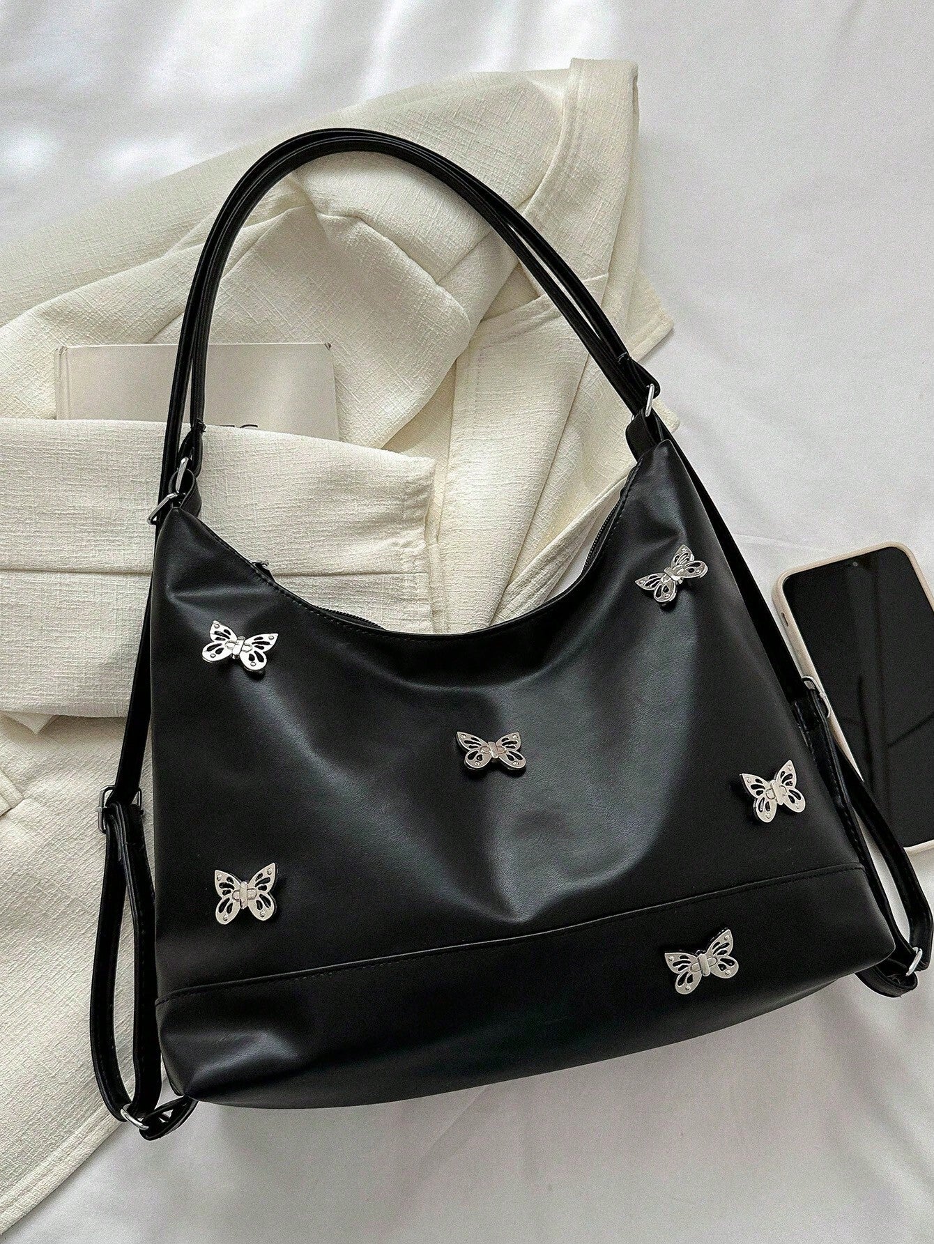 Midnight Butterfly Flutter Shoulder Bag