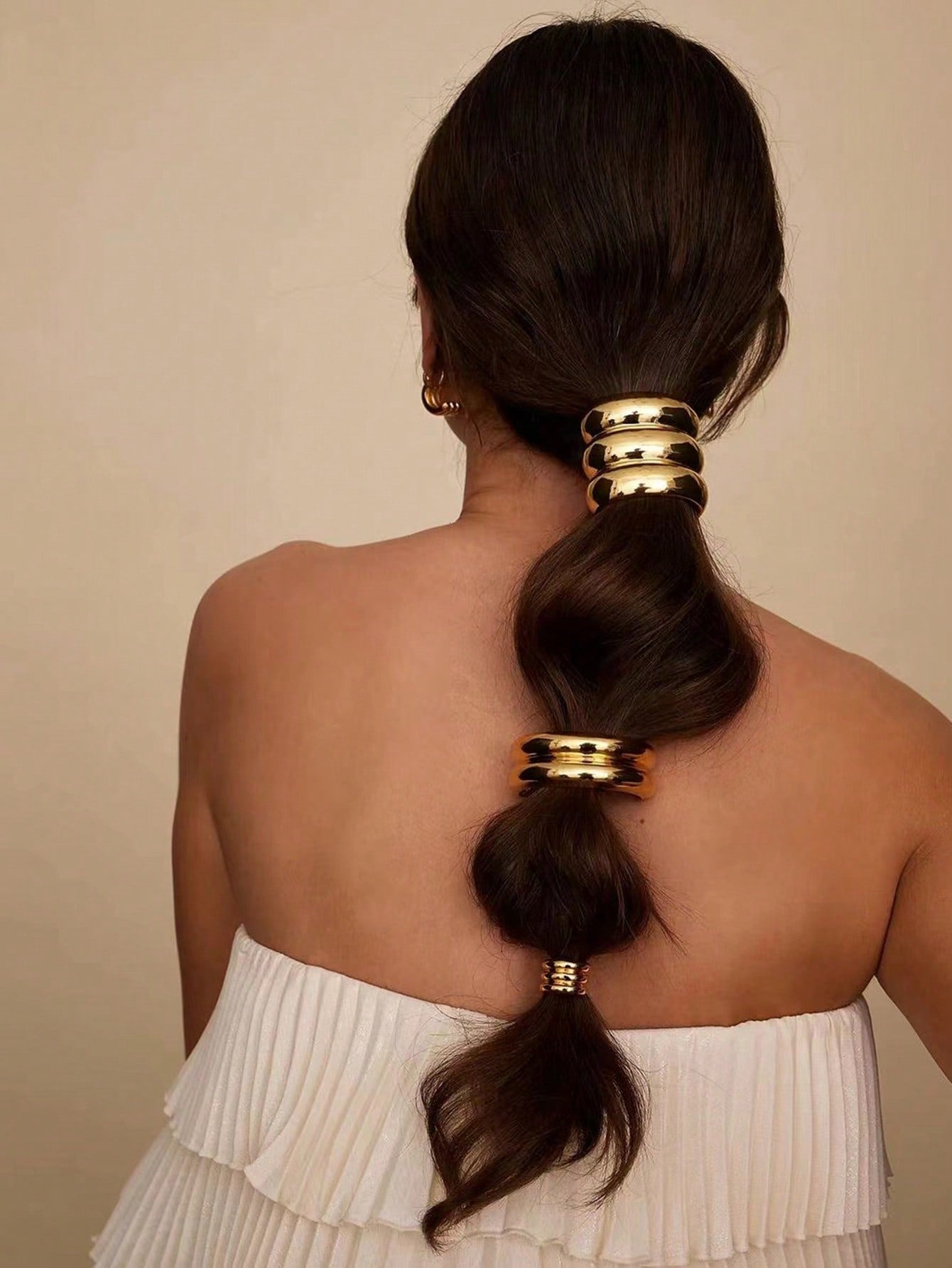 3pcs Gilded Ponytail Cuff Set – Gold Hair Rings