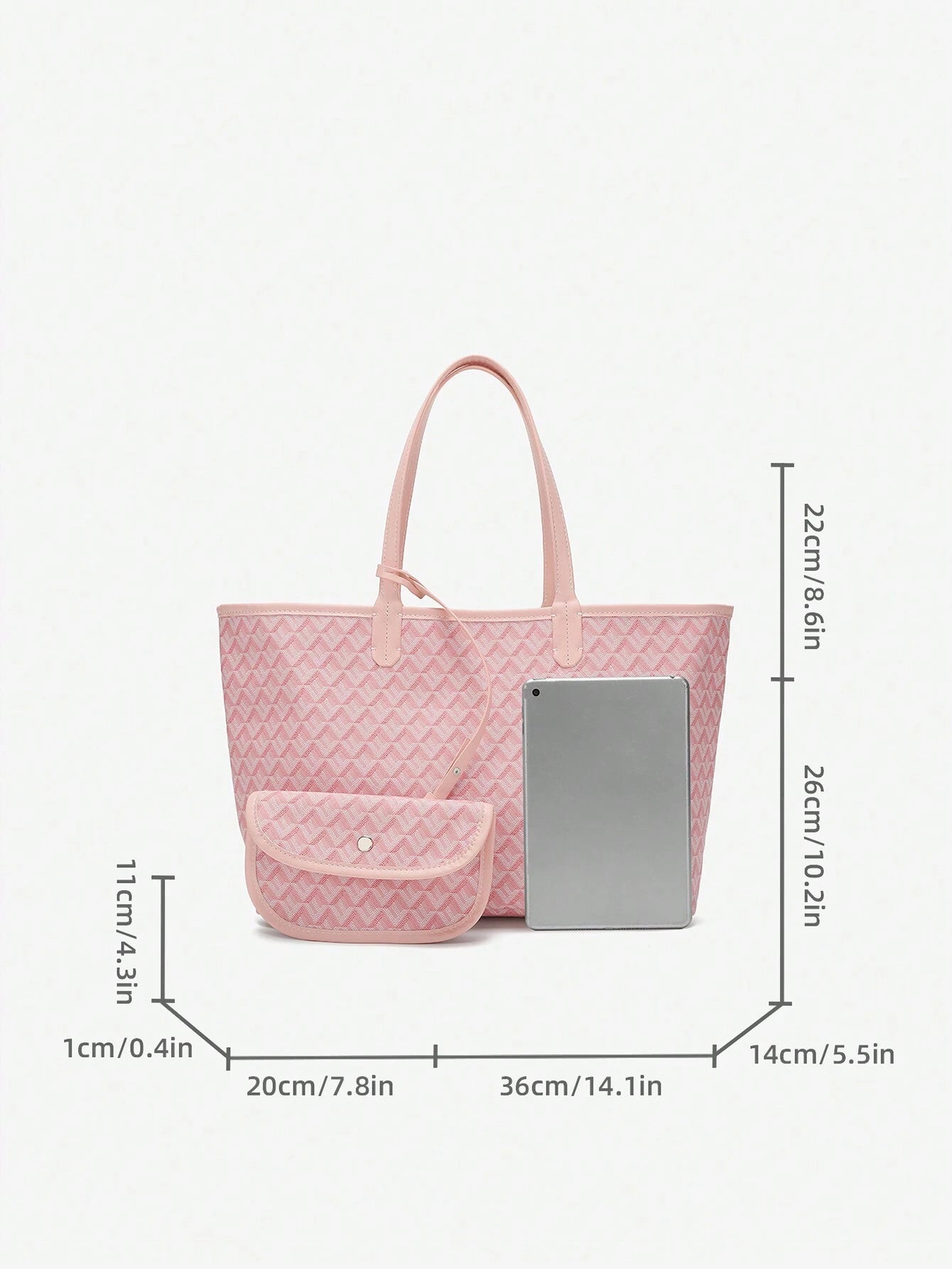 2pcs Blush Luxe Patterned Tote Set 