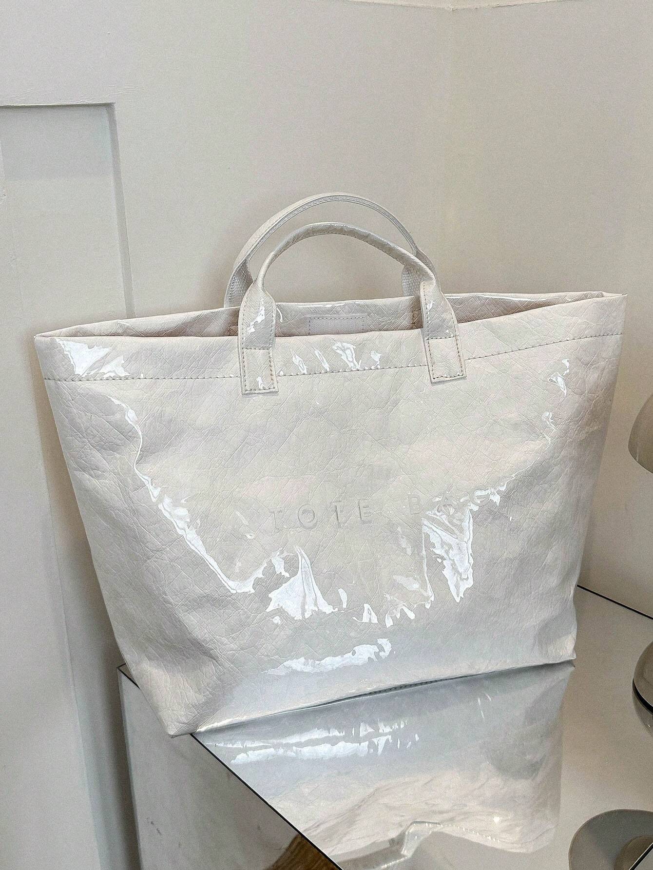 Everyday Oversized Tote Bag – White On White