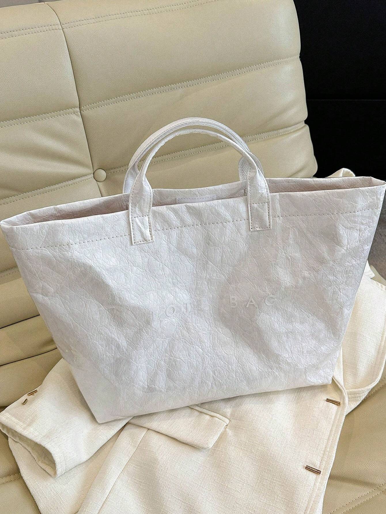 Everyday Oversized Tote Bag – White On White
