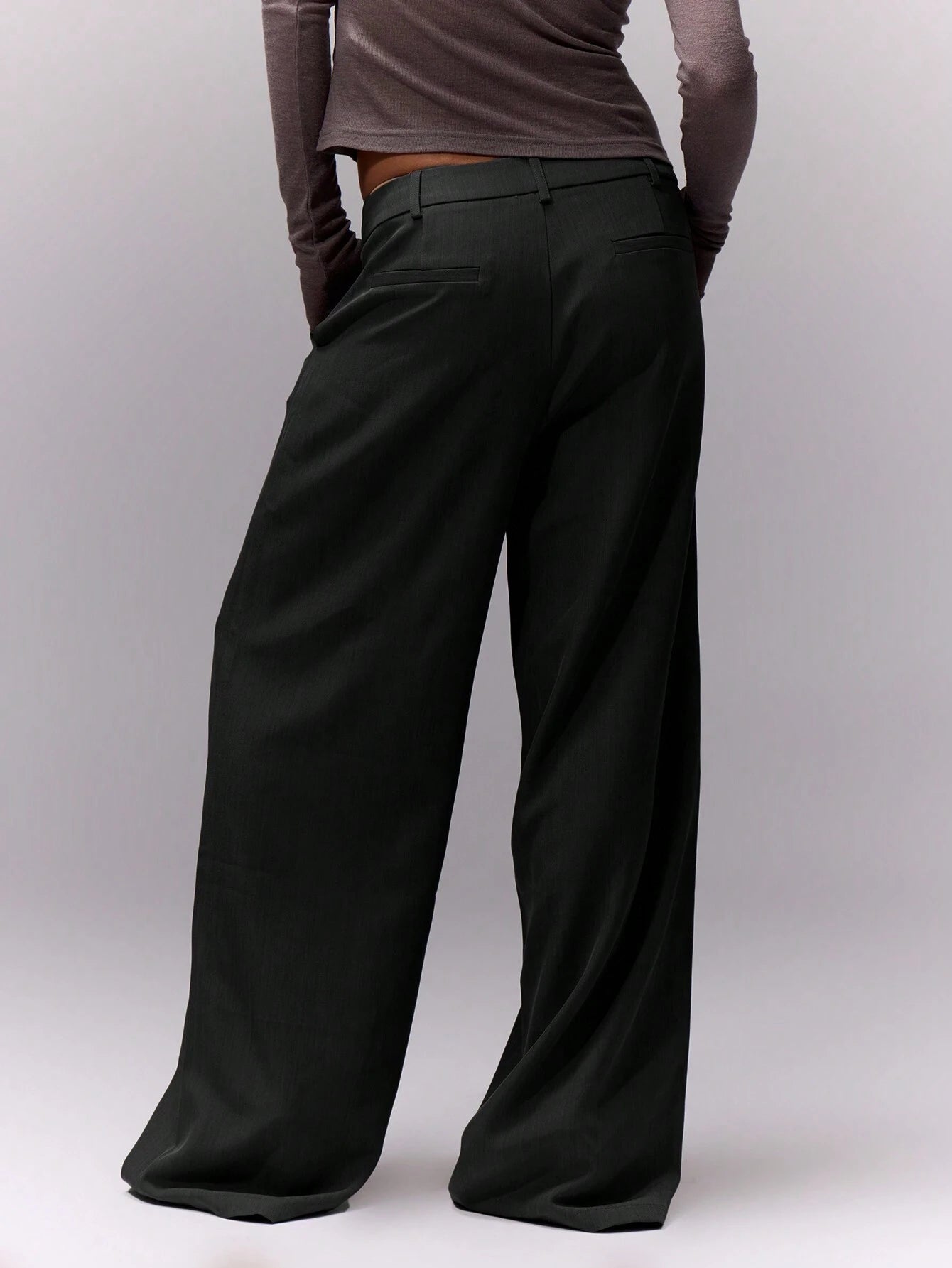 Downtown Drape Wide-Leg Trousers – Charcoal Black
