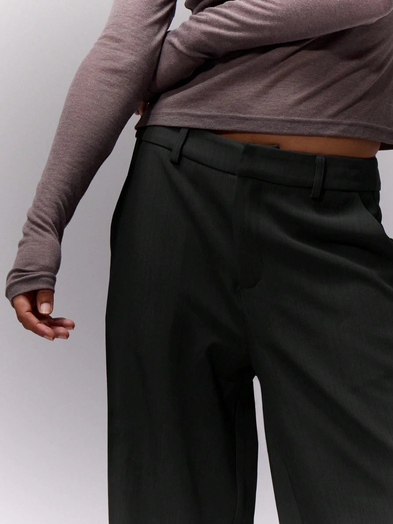 Downtown Drape Wide-Leg Trousers – Charcoal Black