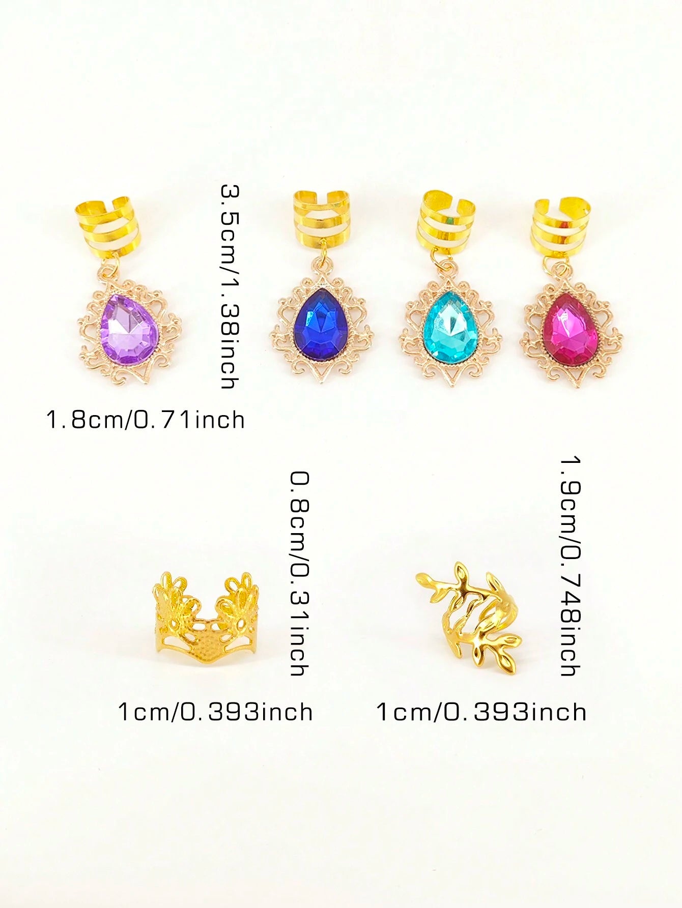 44Pcs Royal Gem Hair Braid Charms Set.