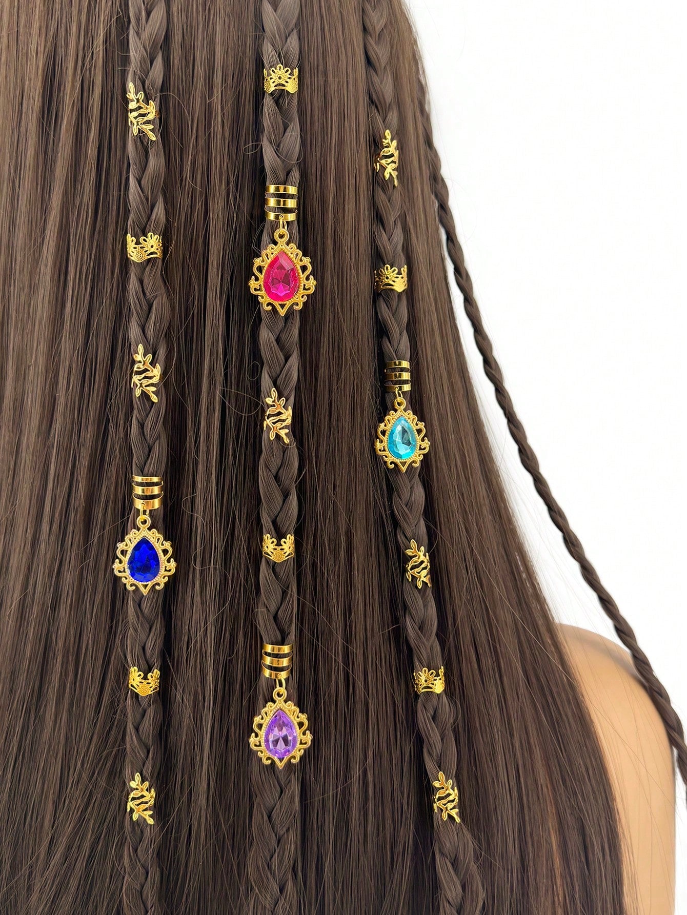 44Pcs Royal Gem Hair Braid Charms Set
