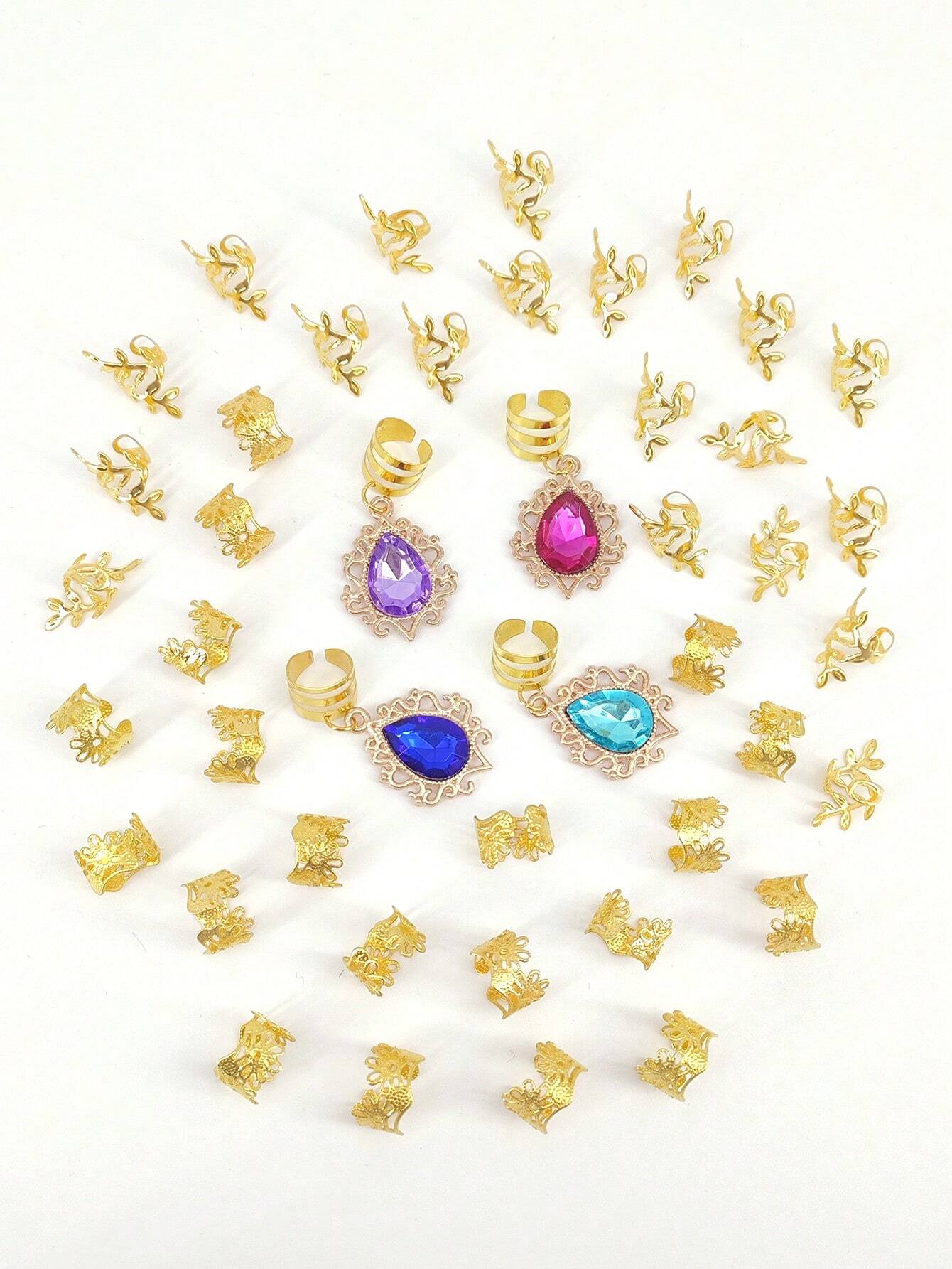 44Pcs Royal Gem Hair Braid Charms Set.