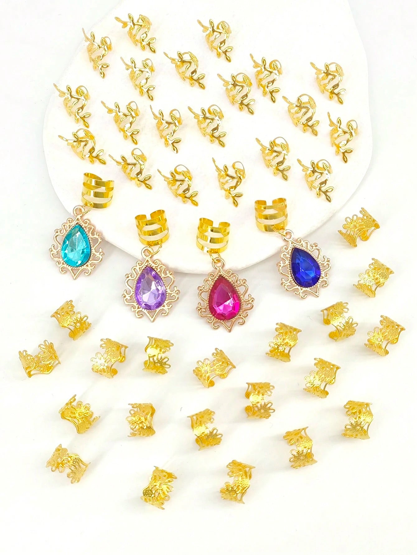 44Pcs Royal Gem Hair Braid Charms Set.