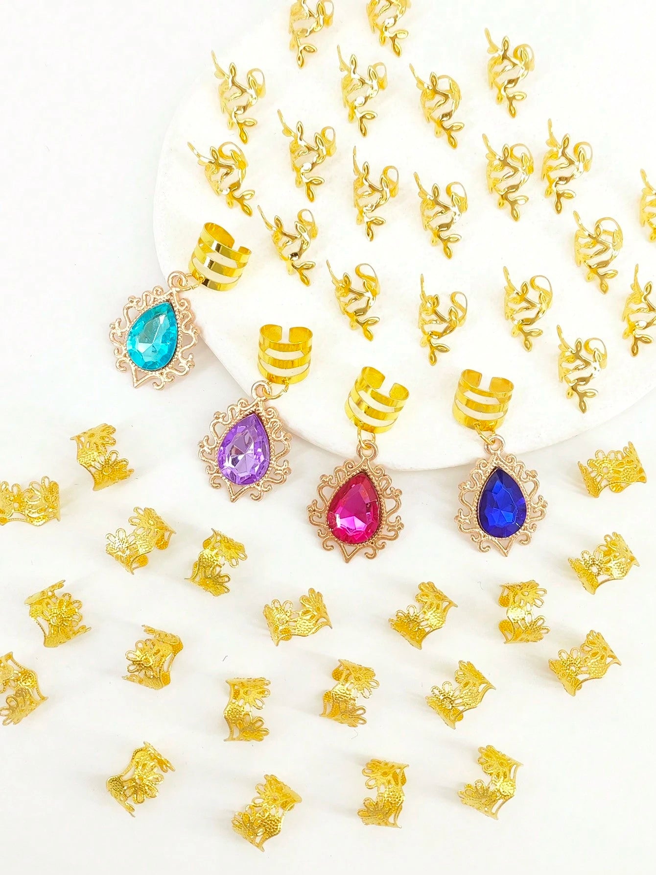 44Pcs Royal Gem Hair Braid Charms Set.