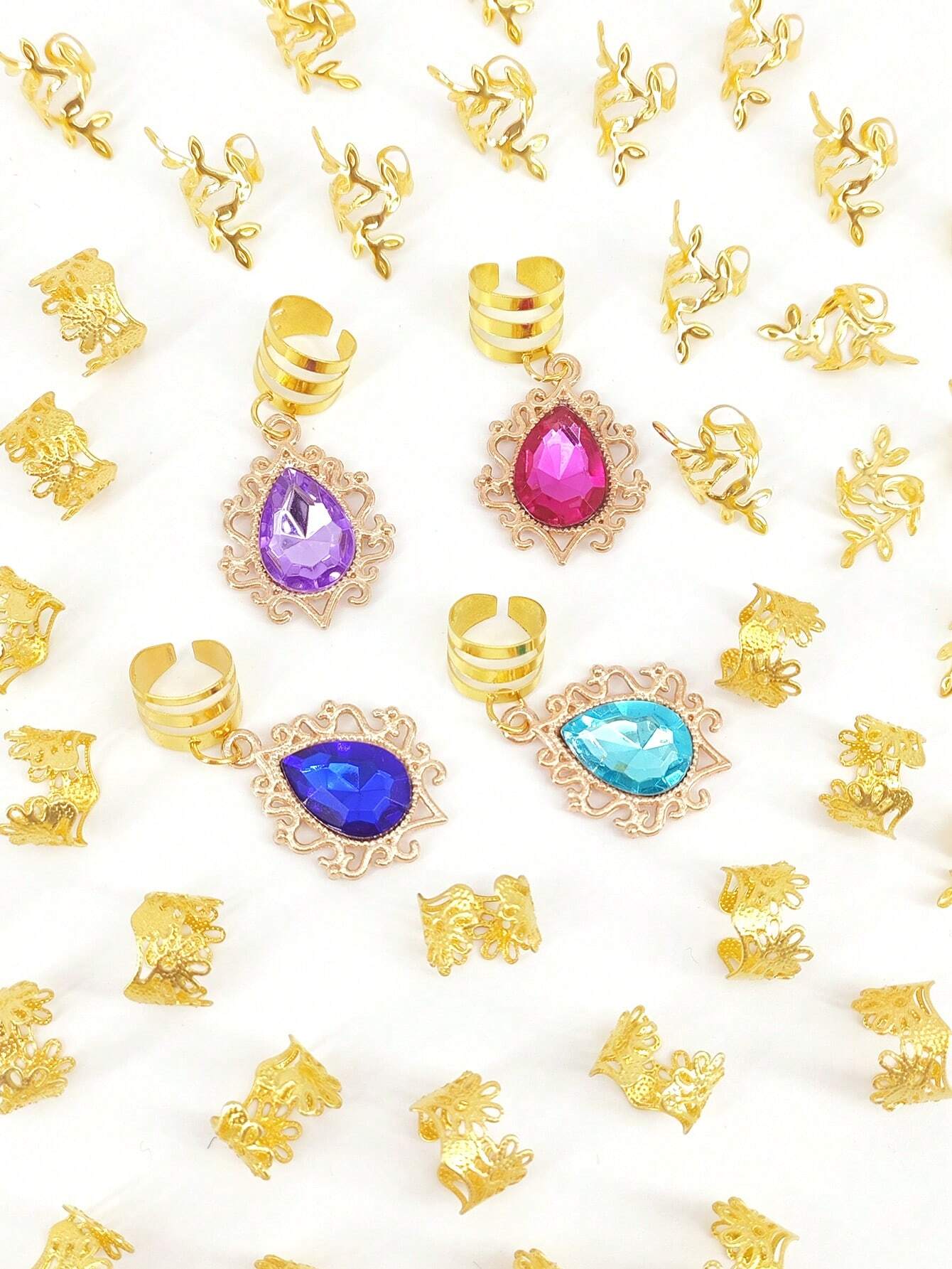 44Pcs Royal Gem Hair Braid Charms Set.