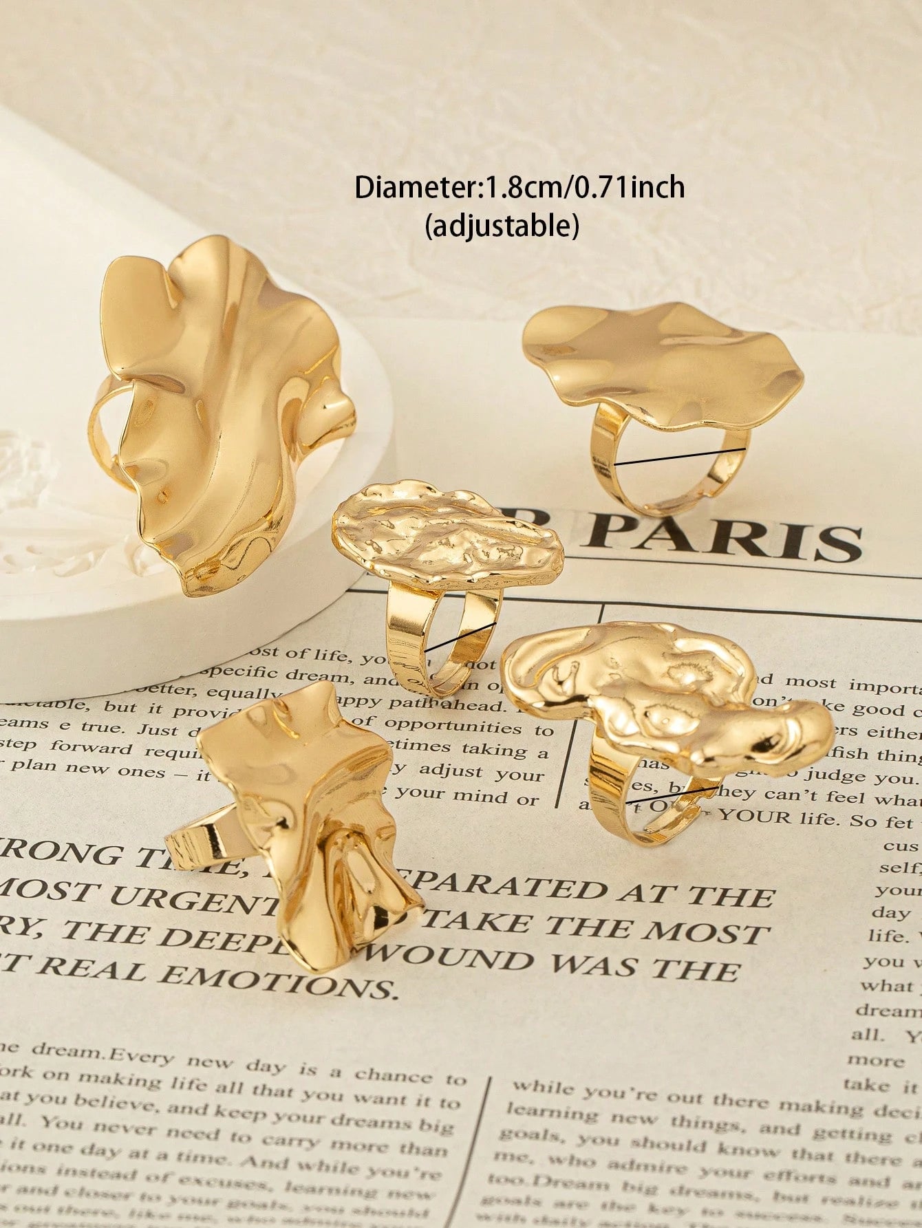 5 Pcs Molten Muse Statement Ring Set.