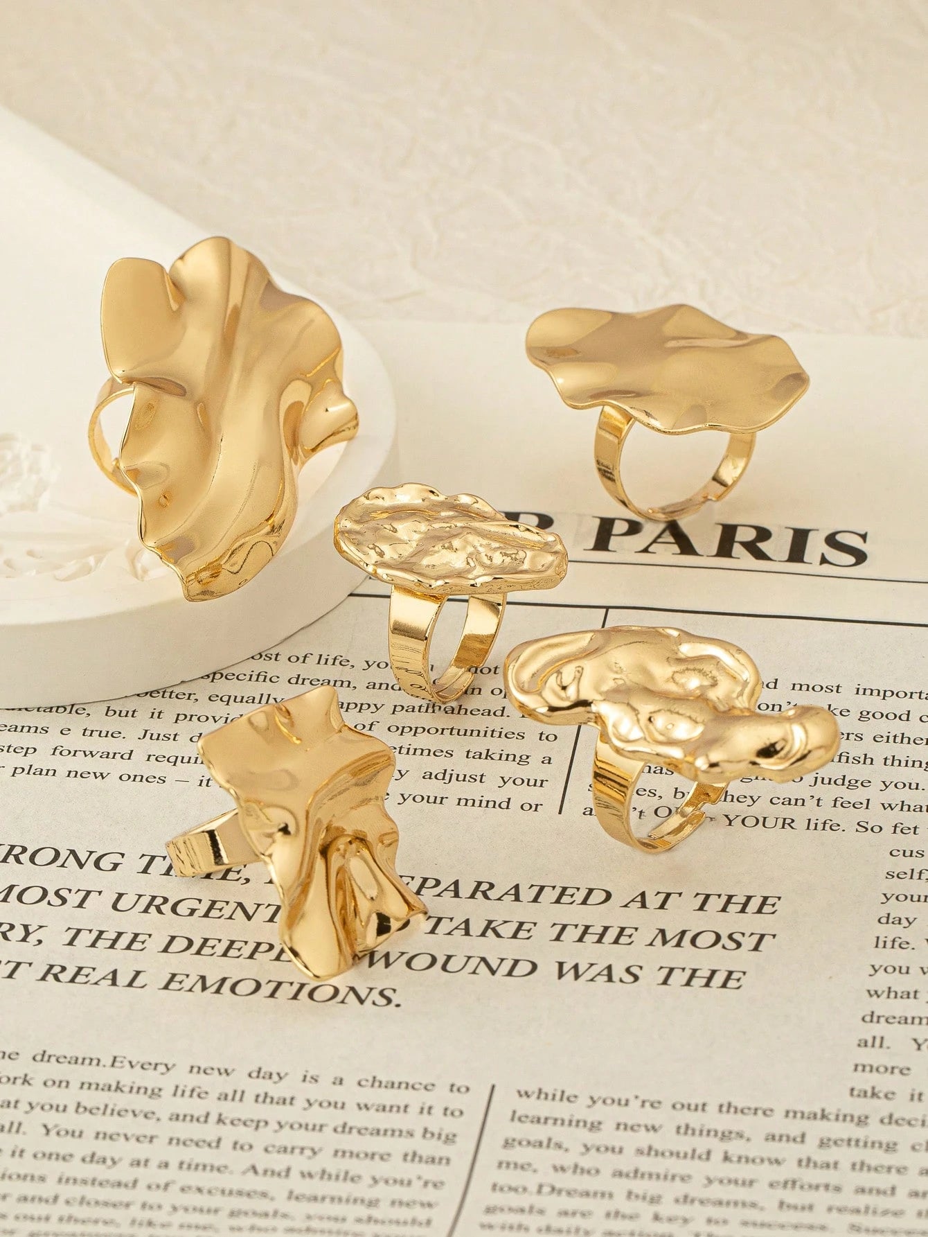 5 Pcs Molten Muse Statement Ring Set.
