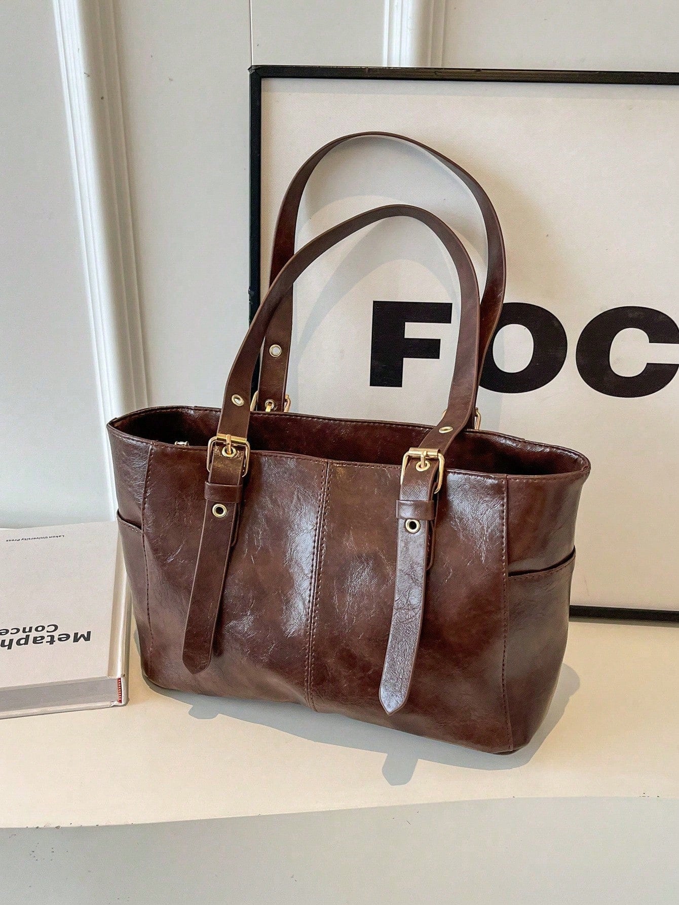 Heritage Luxe Buckled Tote Bag
