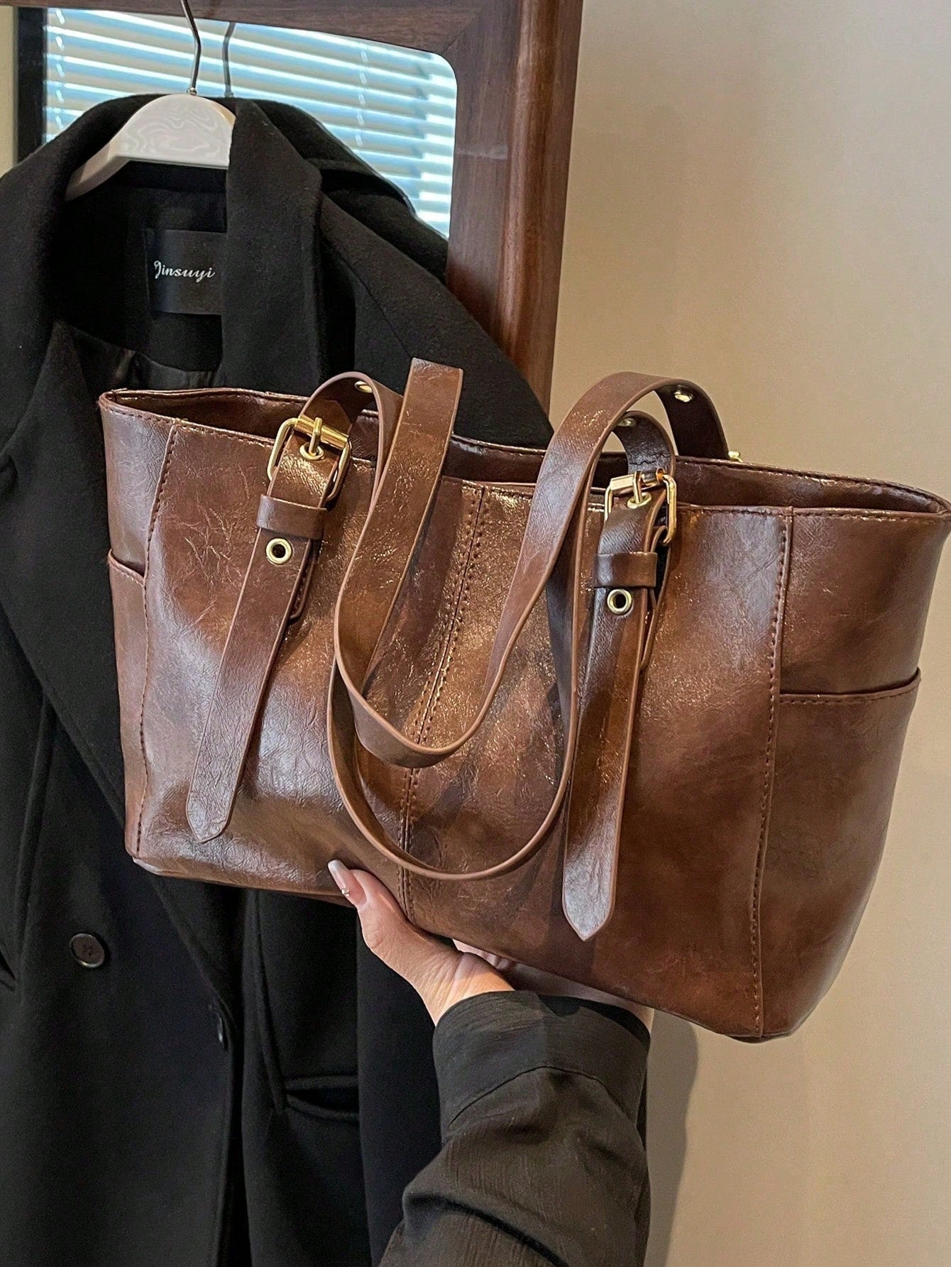 Heritage Luxe Buckled Tote Bag