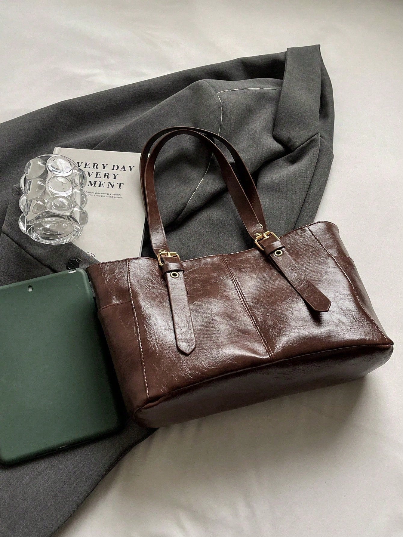 Heritage Luxe Buckled Tote Bag