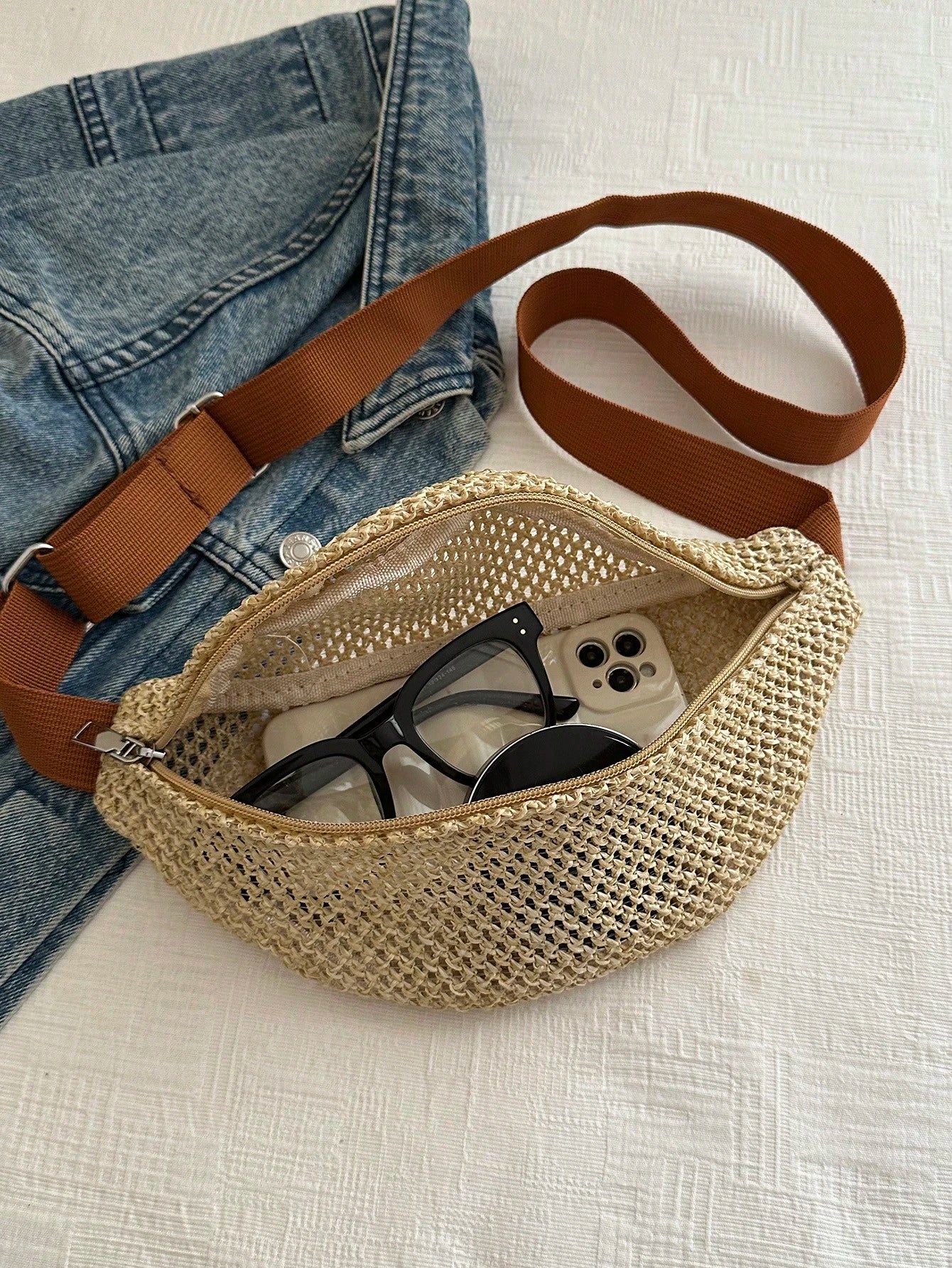 Sunset Stroll Woven Belt Bag.