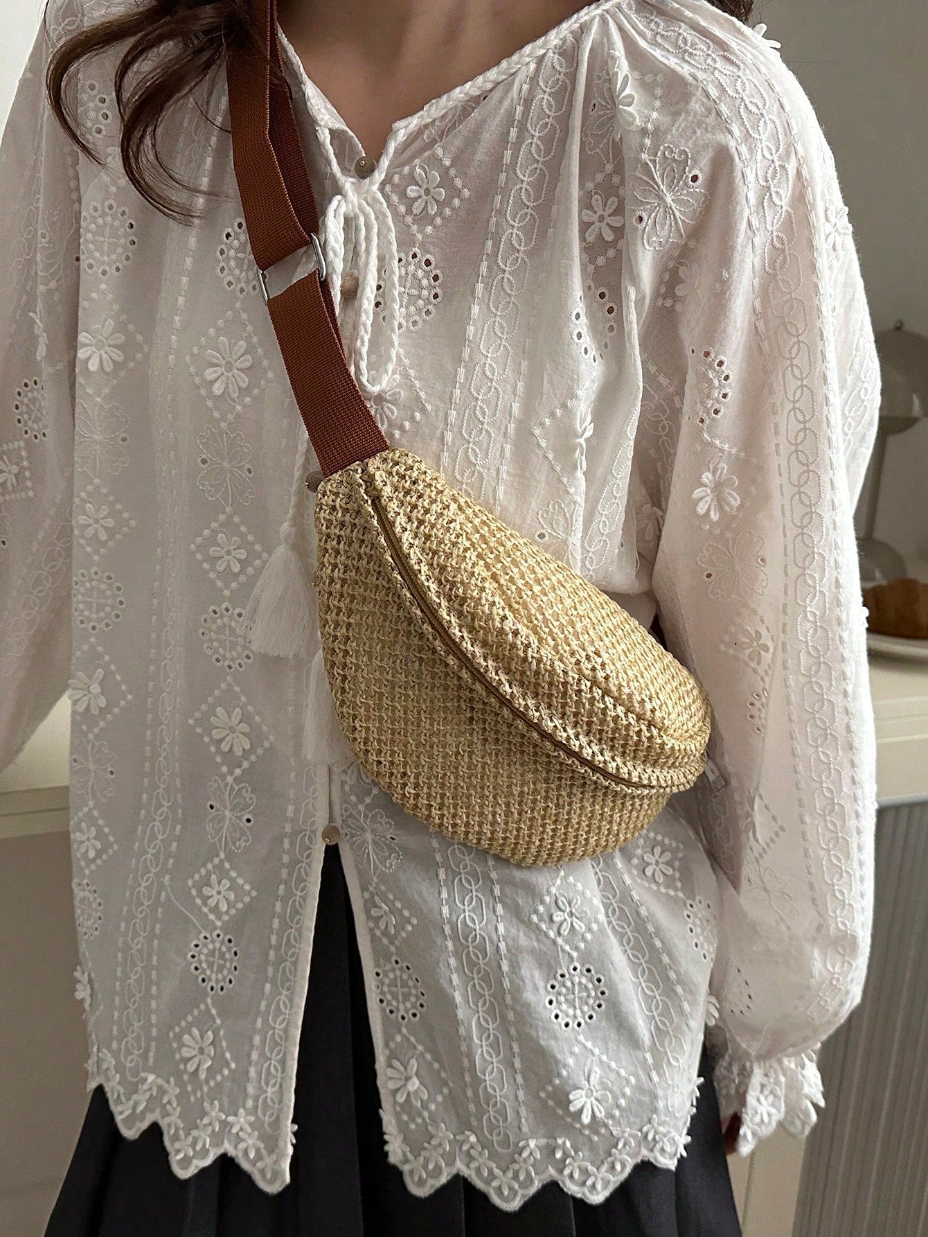 Sunset Stroll Woven Belt Bag.