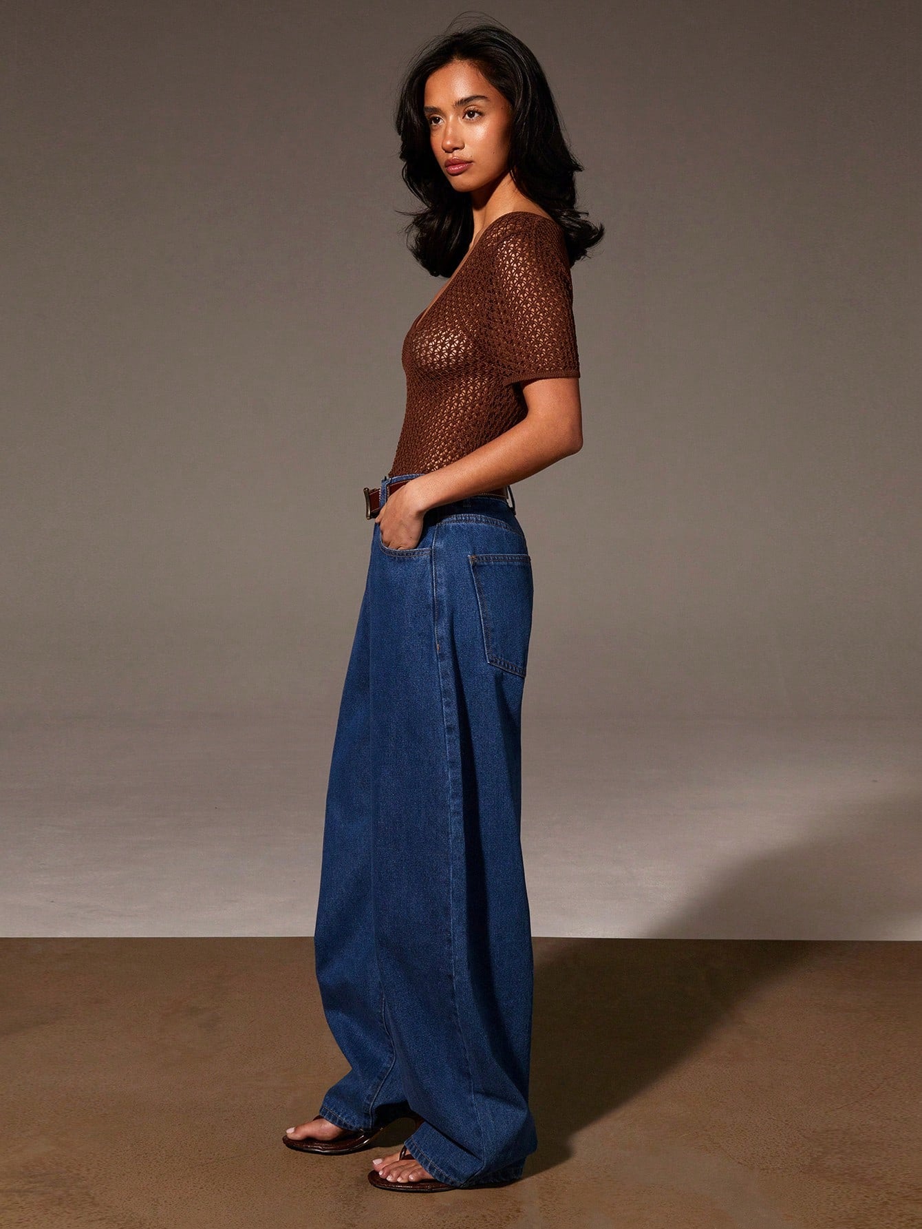 Cocoa Crush Sheer Knit Bodysuit.