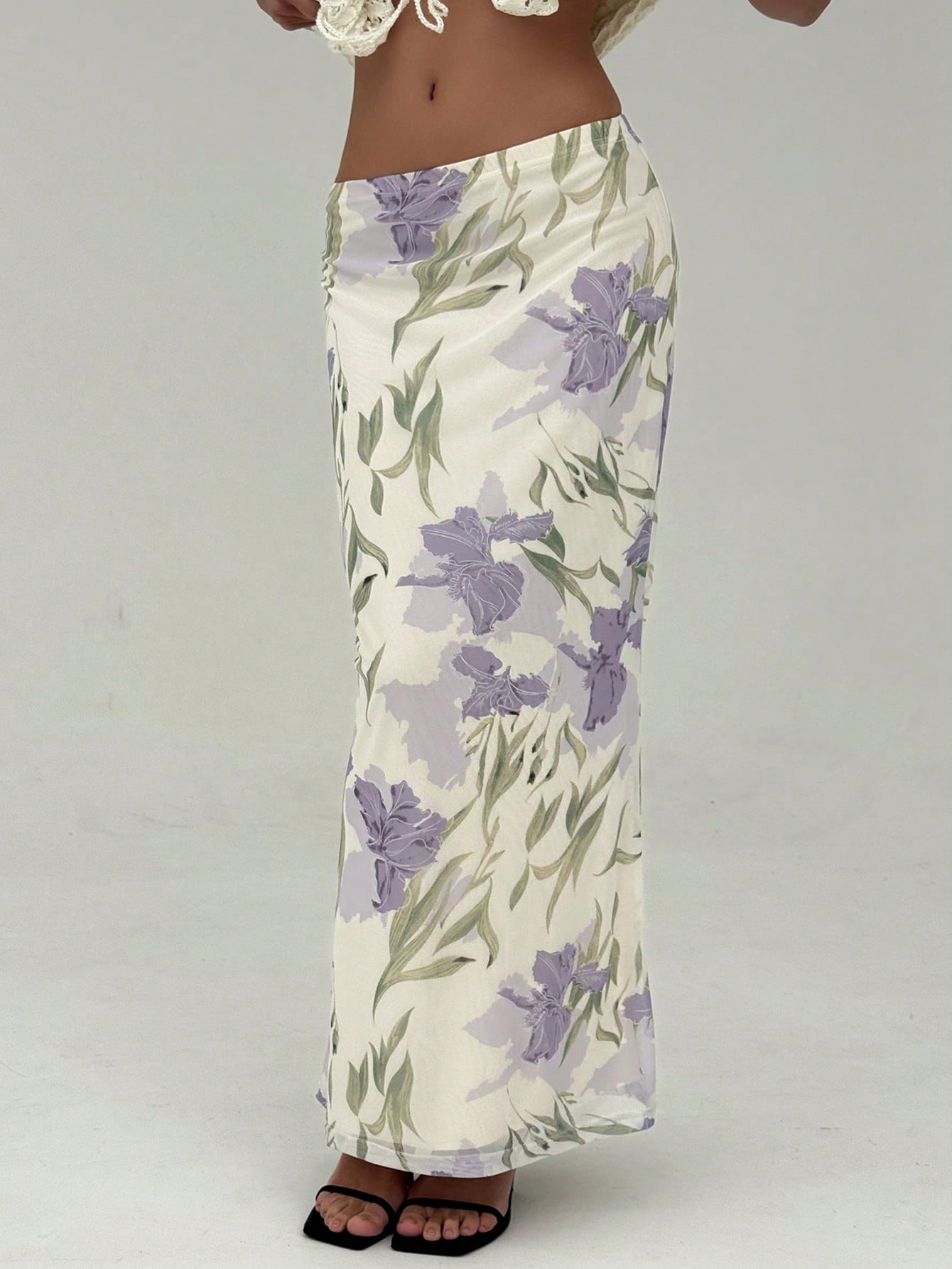 Aloruh Floral Print High Waist Skirt with Mermaid Hem for Women, Elegant Resort Wear