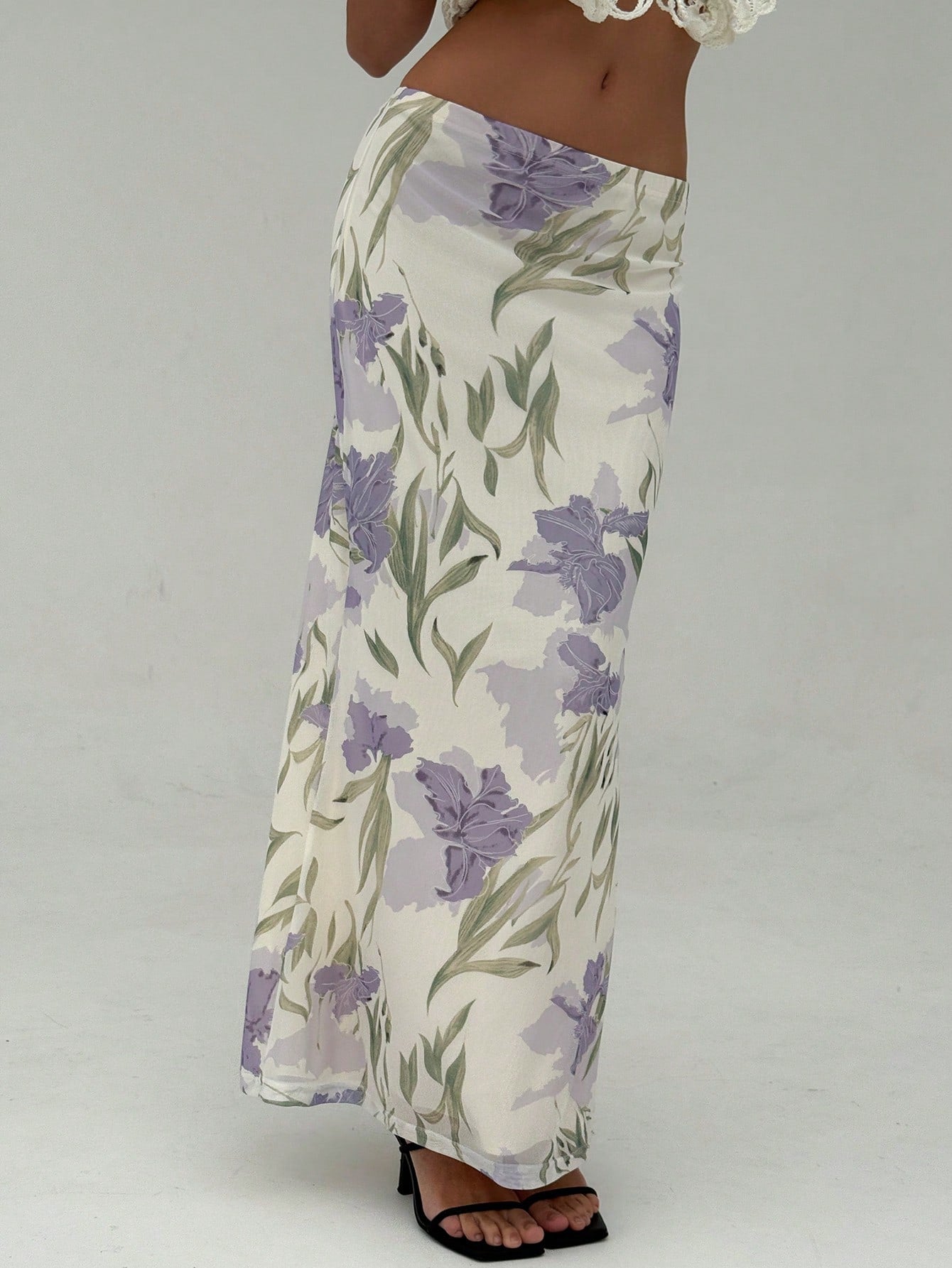 Aloruh Floral Print High Waist Skirt with Mermaid Hem for Women, Elegant Resort Wear