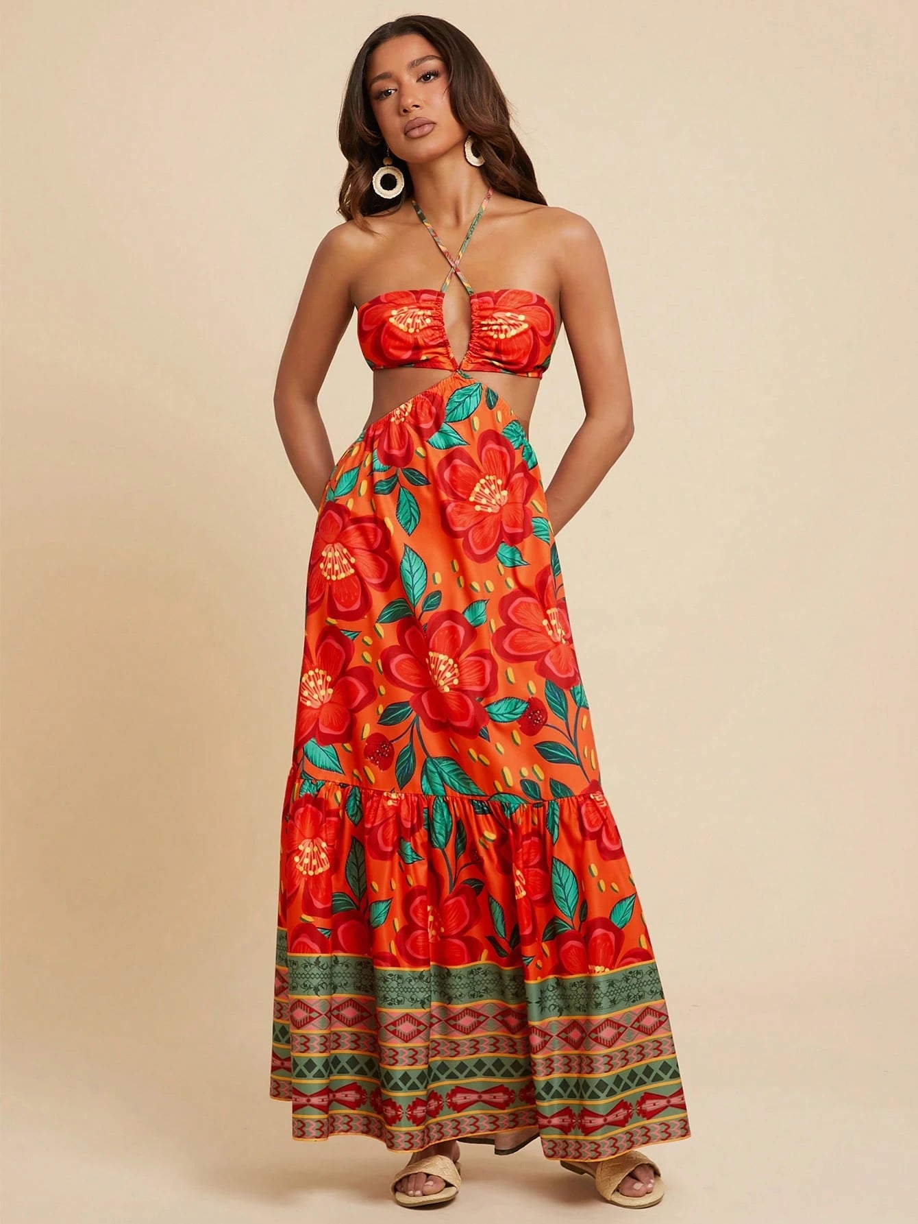 Fiesta Bloom Cutout Maxi Dress.