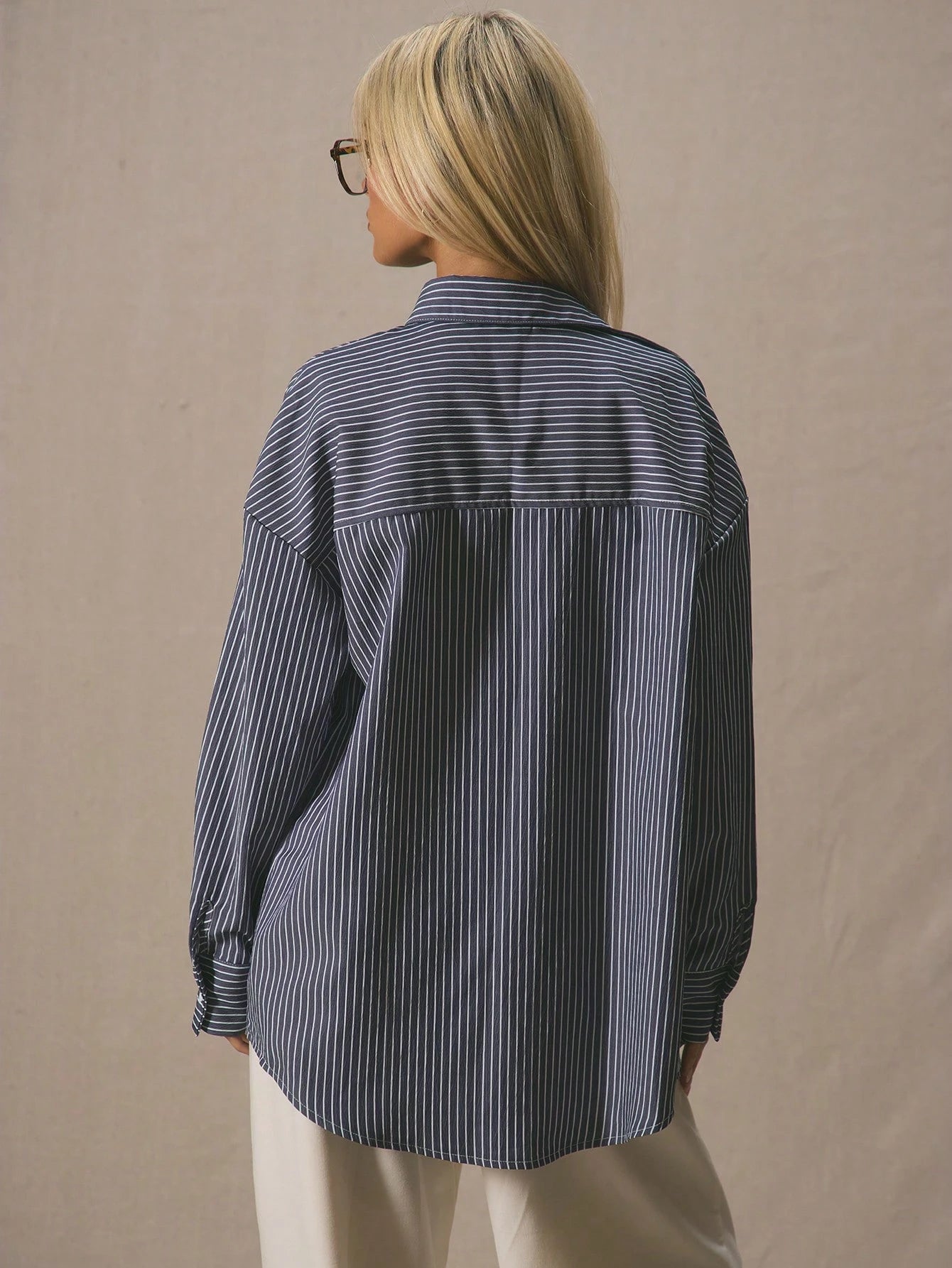 Weekend Edit Oversized Striped Shirt – Navy & White