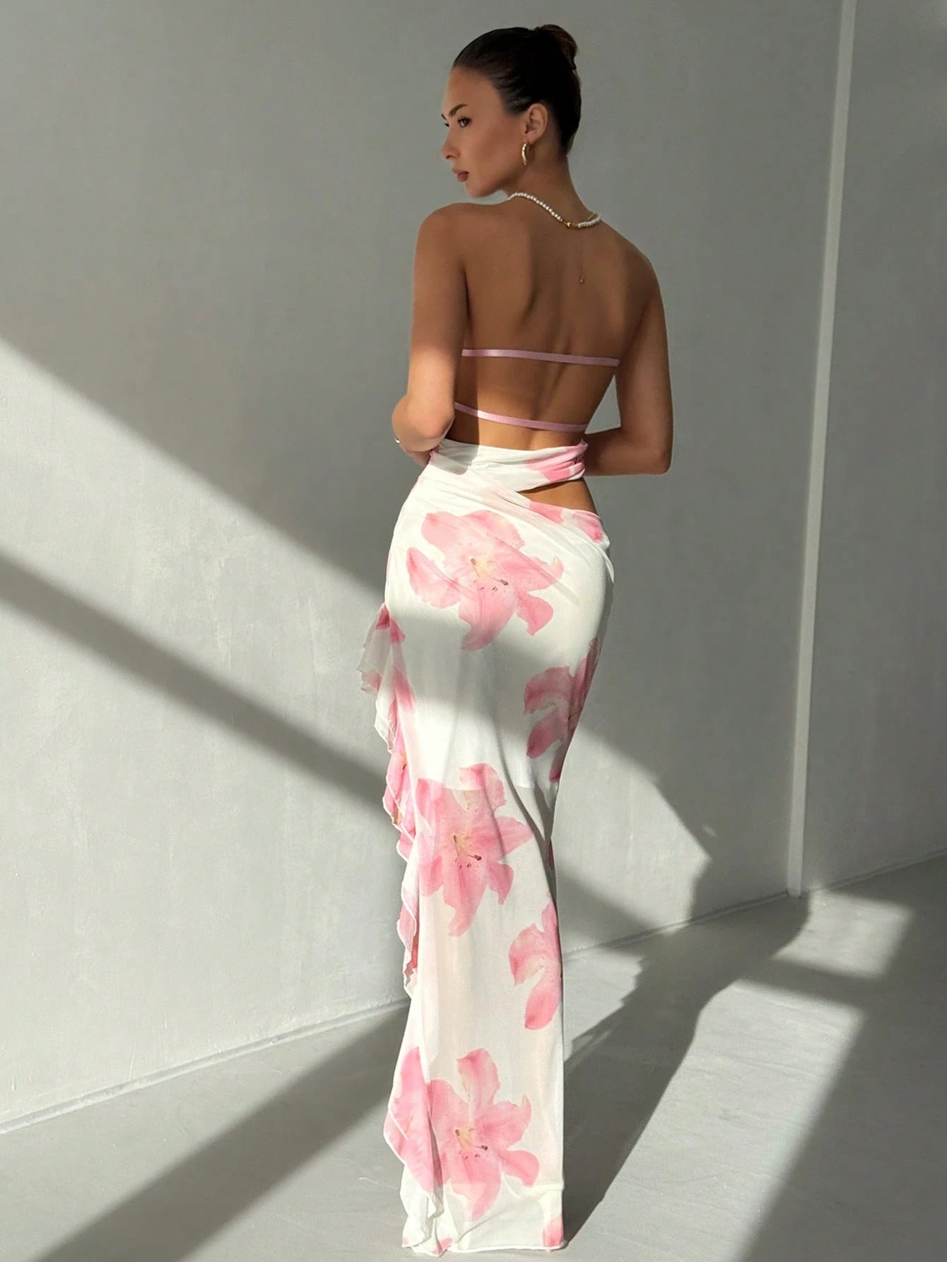 Petal Blush Bloom Cut-Out Maxi Dress.