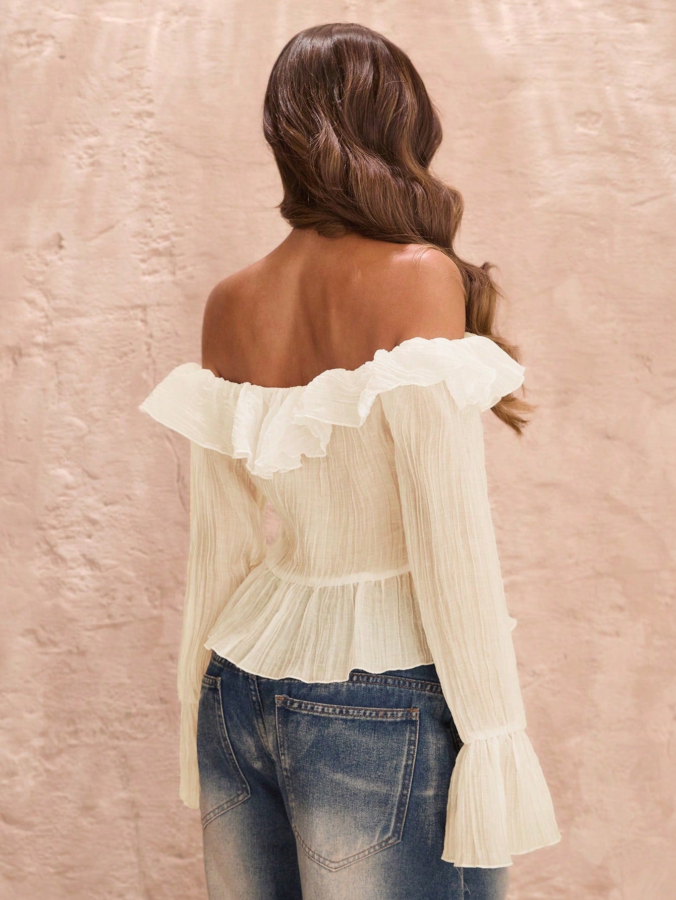 Amara Ivory Off-Shoulder Ruffle Blouse
