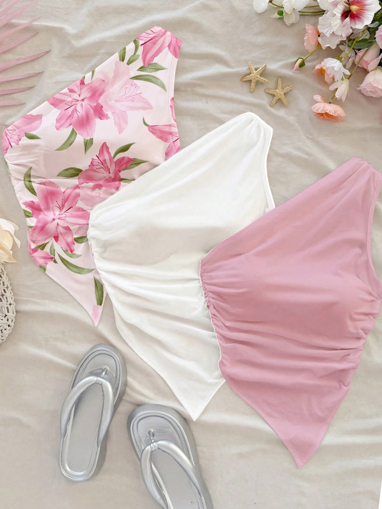 3Pcs Asymmetrical Crop Top.