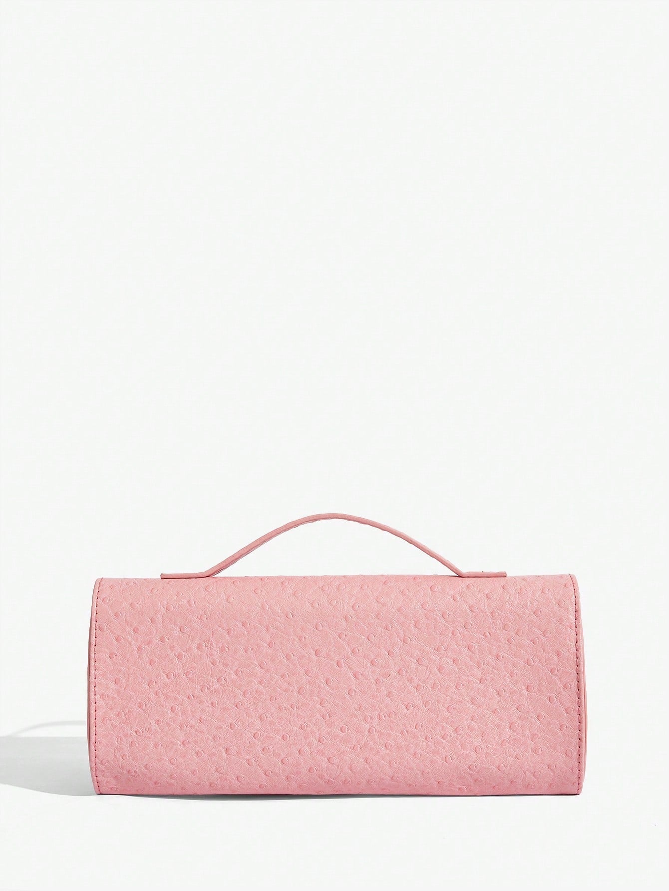 Blush Luxe Lock Clutch – Textured Pink.