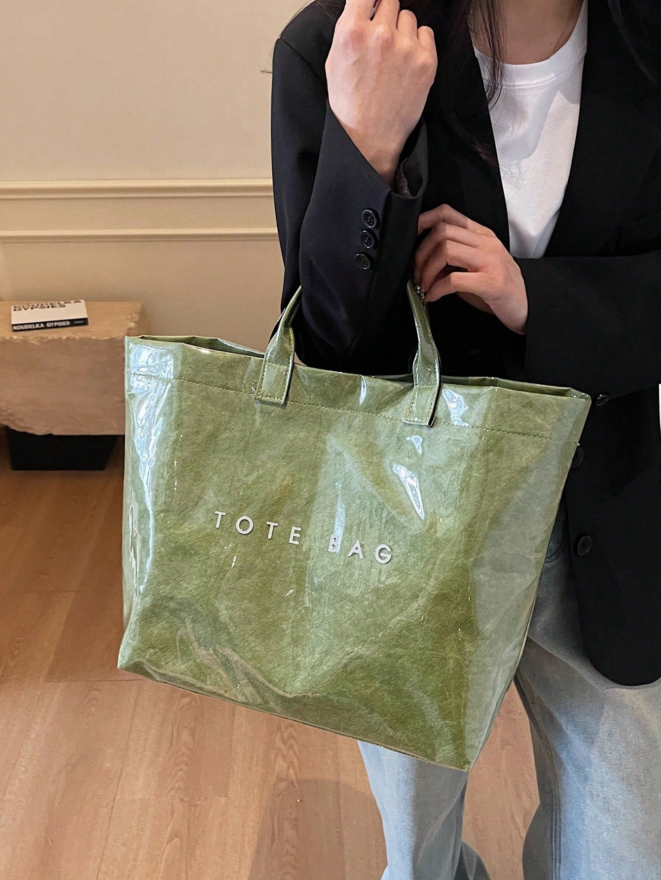 Everyday Oversized Tote Bag – Olive Green