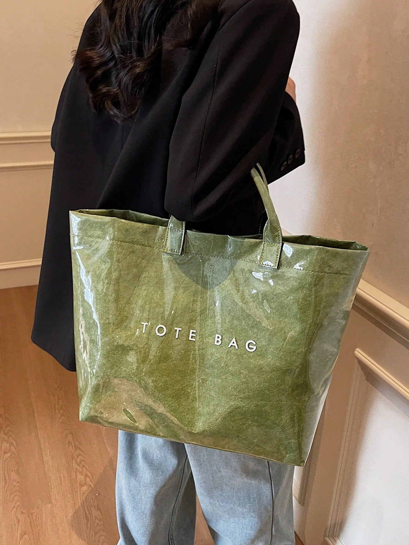 Everyday Oversized Tote Bag – Olive Green