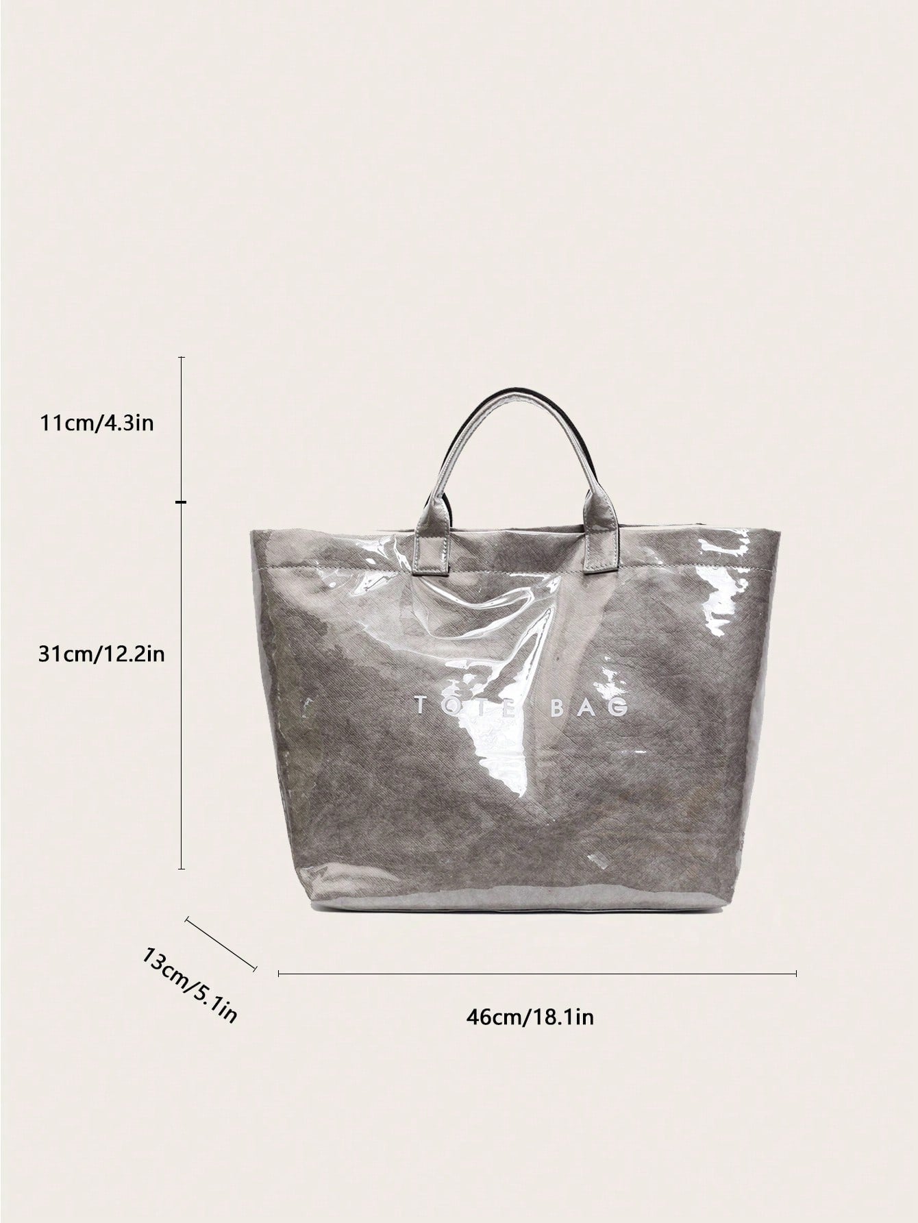 Everyday Oversized Tote Bag – Gray with Bold Print