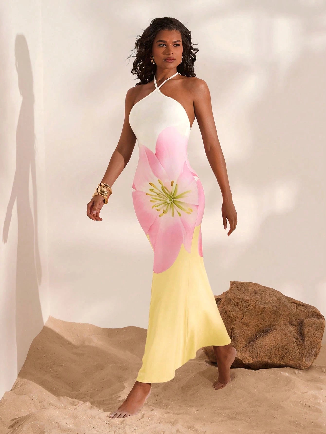 Bloom & Glow Halter Maxi Dress.