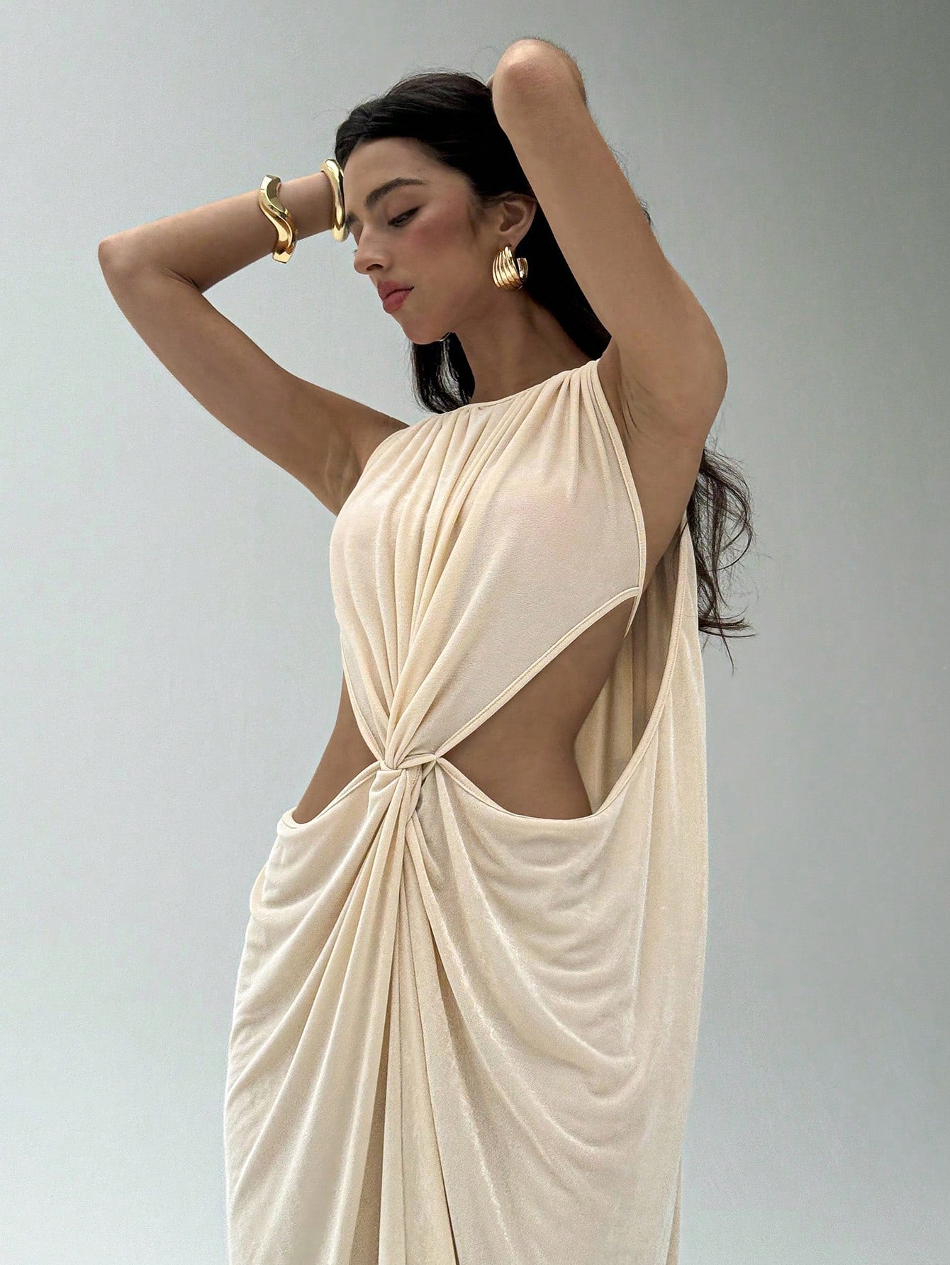 Goddess Drape Cutout Dress