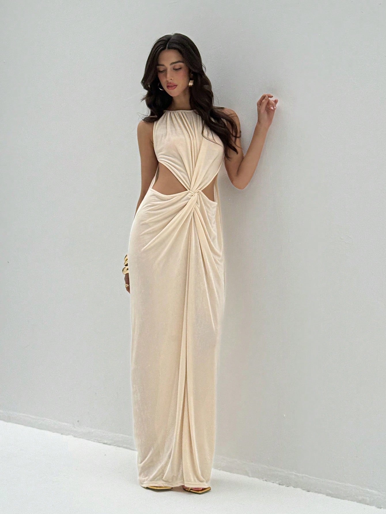 Goddess Drape Cutout Dress.