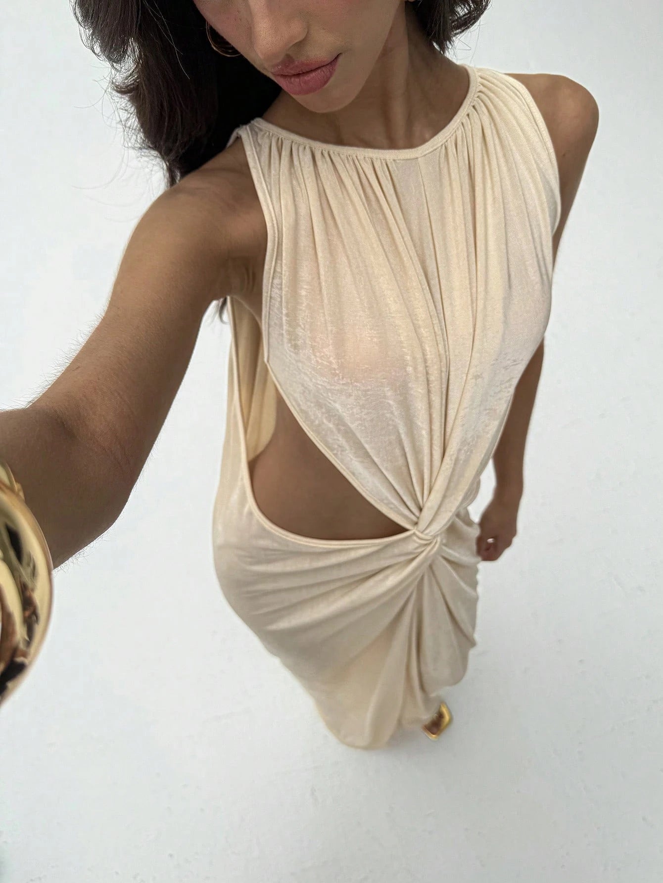 Goddess Drape Cutout Dress.