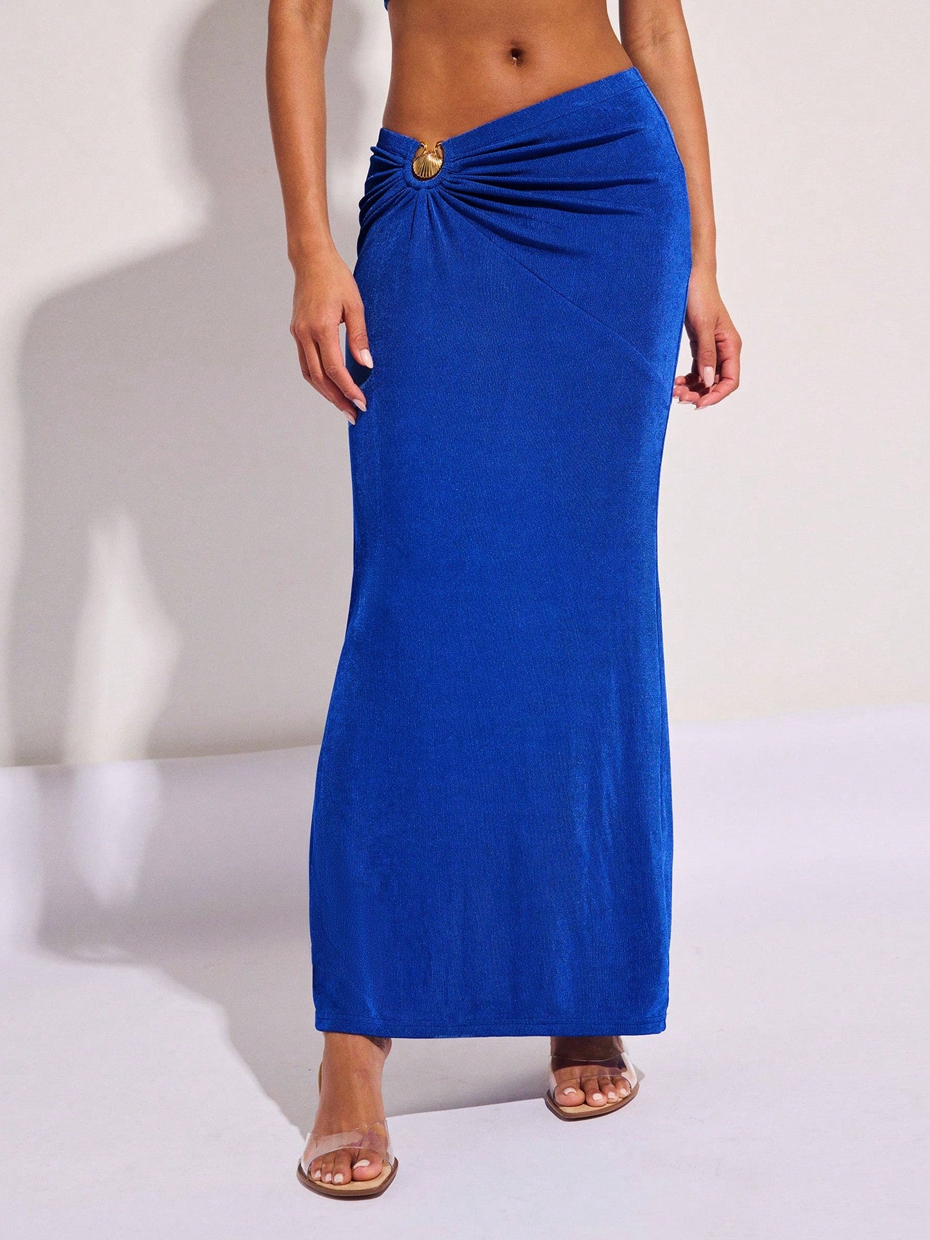 Ocean Luxe Shell Detail Maxi Skirt – Royal Blue