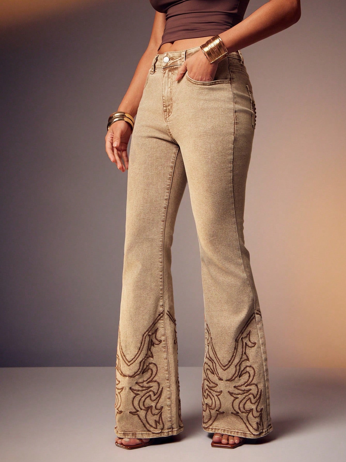 Western Muse Embroidered Flare Jeans.