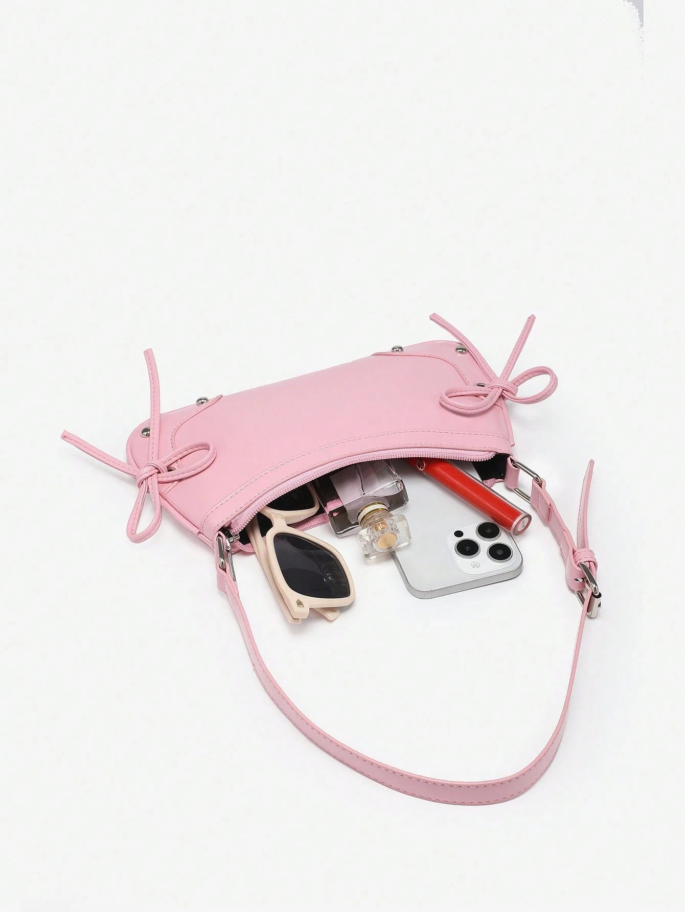 1Pc Retro Criss-Cross Bow Decor Exposed Shoulder Underarm Leopard Print Satchel Bag, Suitable for Date, Outing, Party