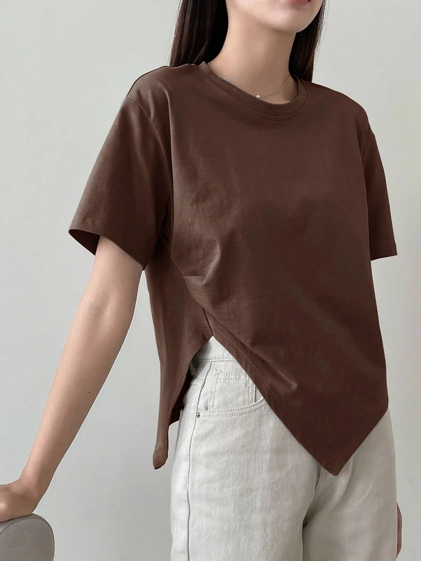 100% Cotton Asymmetry Cotton Tee.