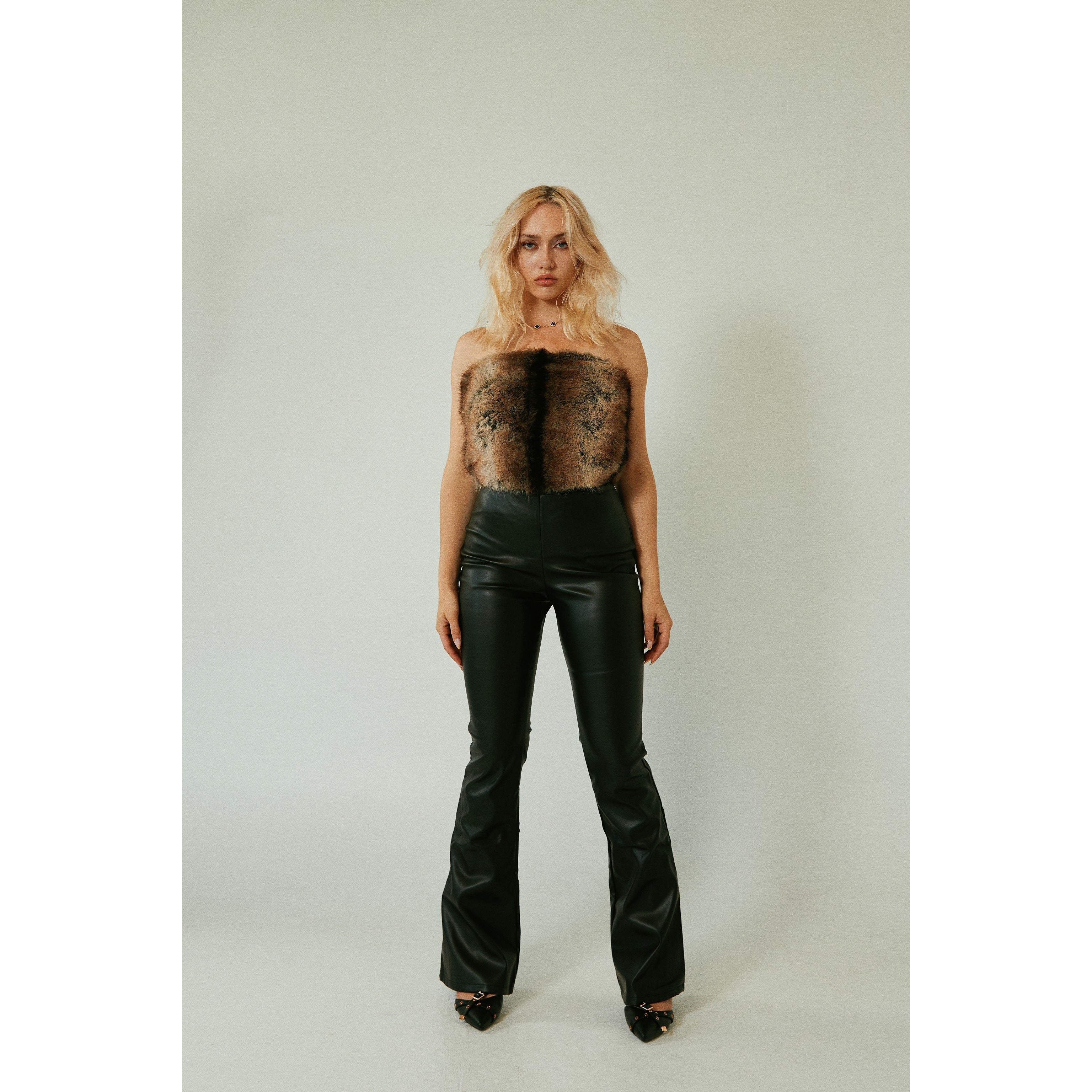 Cavern - Women PU Bodysuit Bottom & Faux Fur Upper