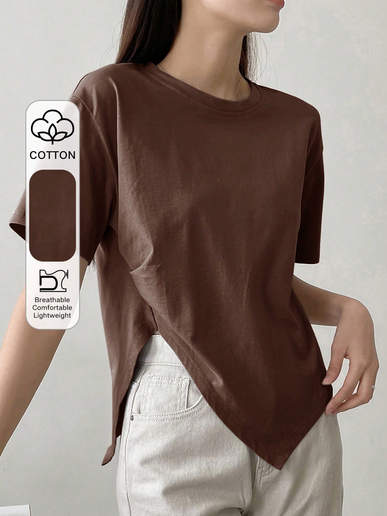 100% Cotton Asymmetry Cotton Tee.