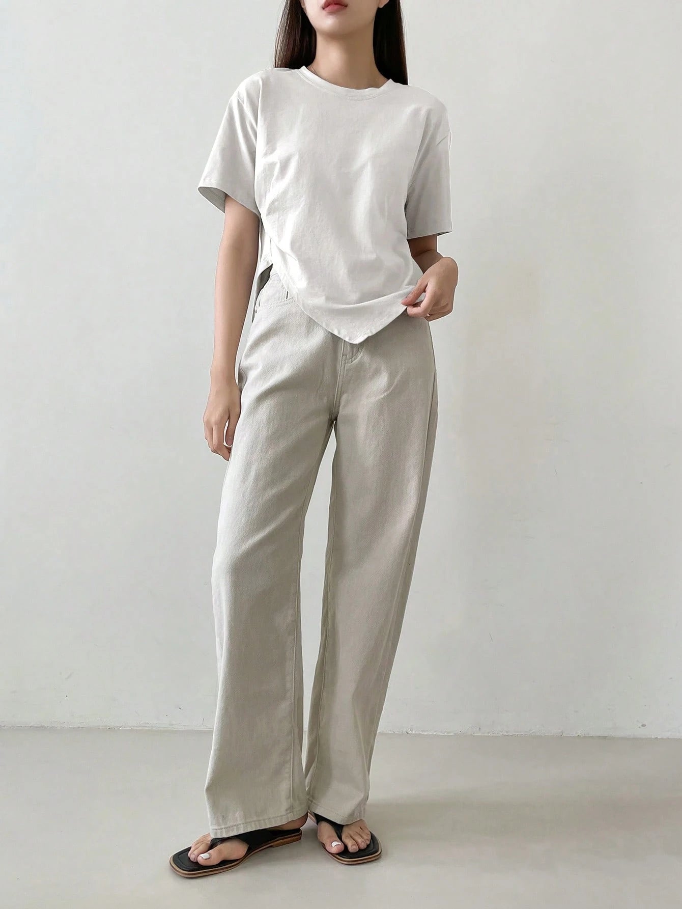100% Cotton Asymmetry Cotton Tee.