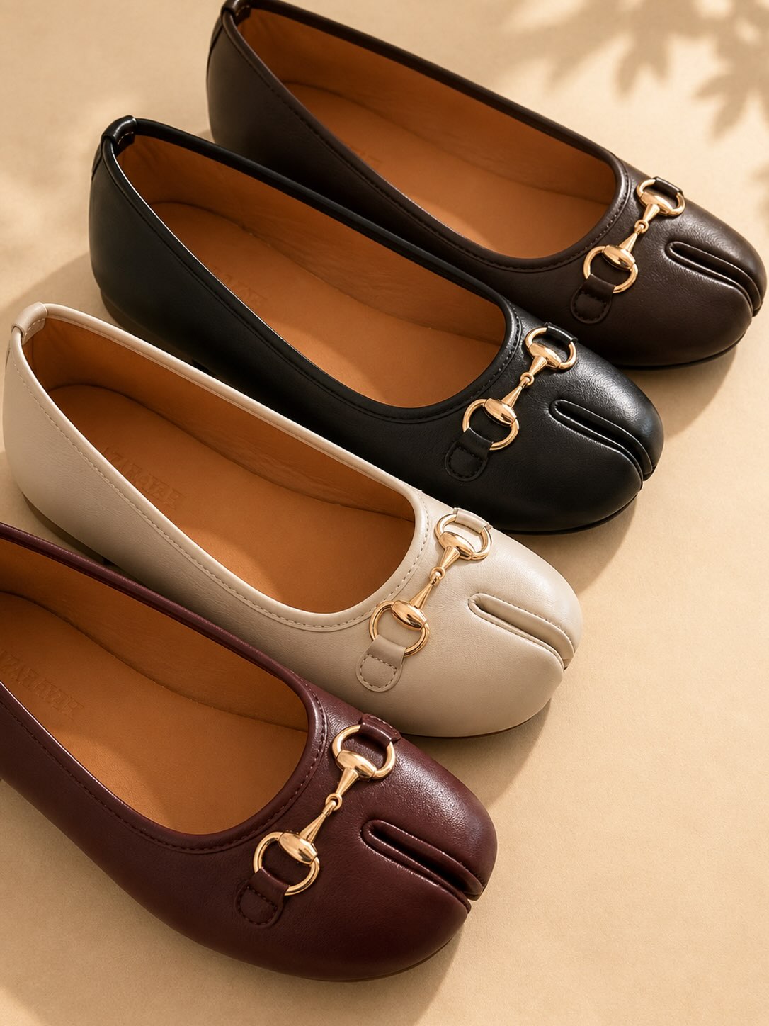 Biana | Tabi Ballet Flat with Gold Hardware